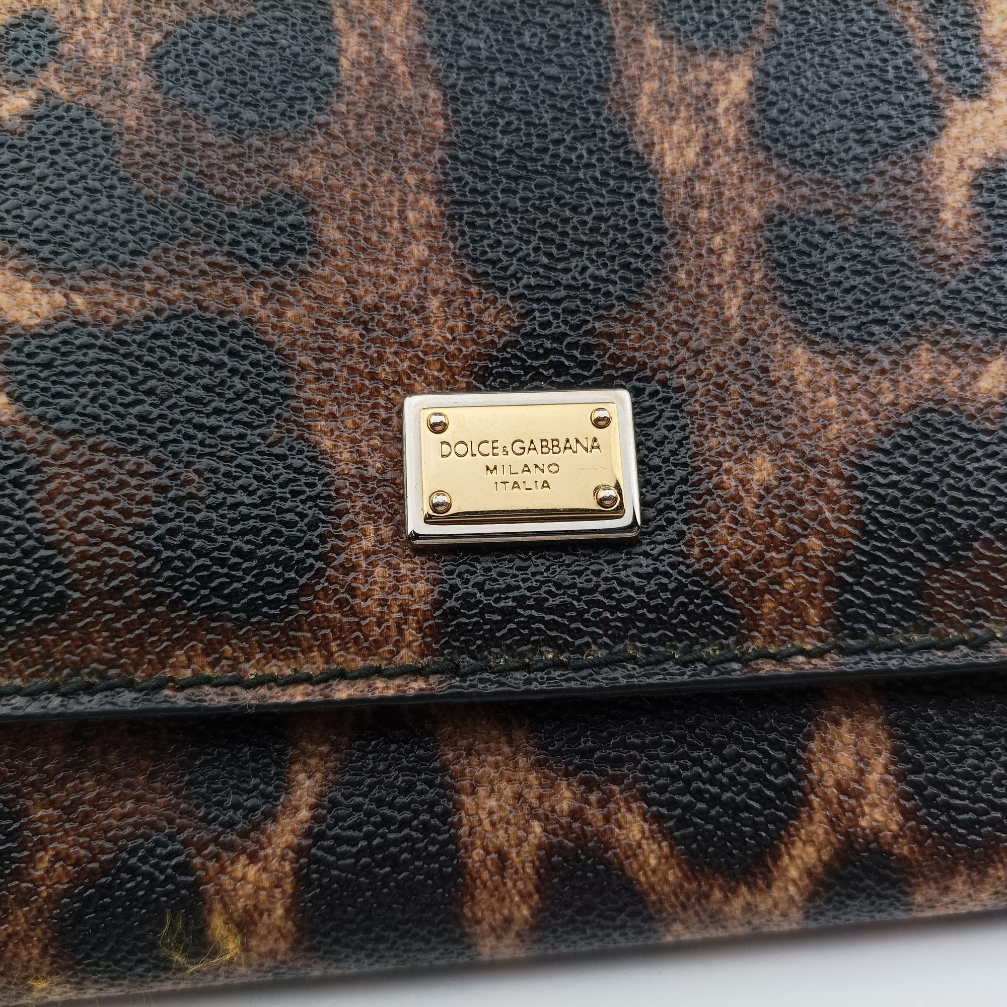 Vintage Dolce & Gabbana Dauphine Leopard Brown Coated Canvas  shoulderbag | stylenewstar