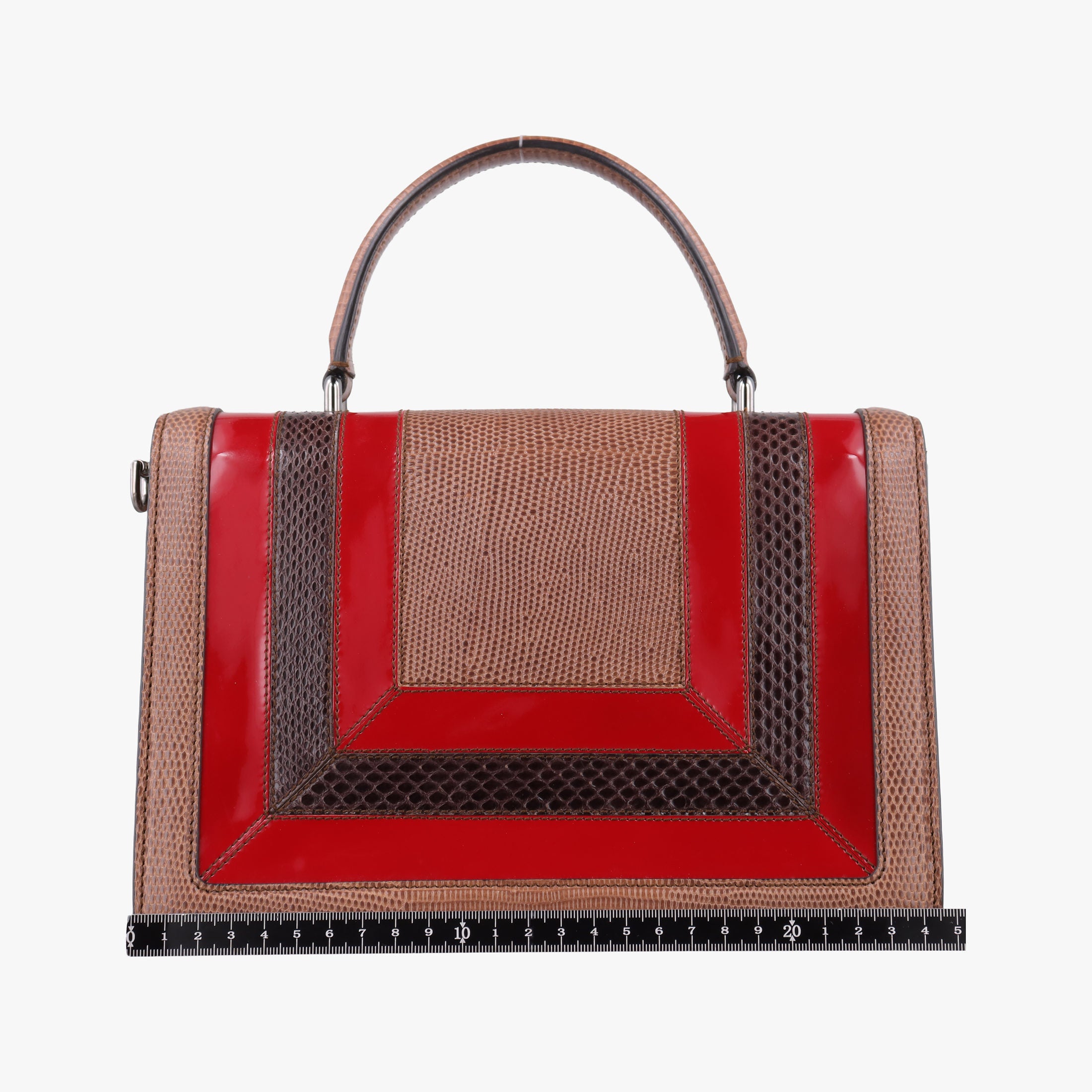 Pre-owned Dolce & Gabbana Rosalia Brown × Red Lizard-Embossed Leather × Patent  shoulderbag | stylenewstar