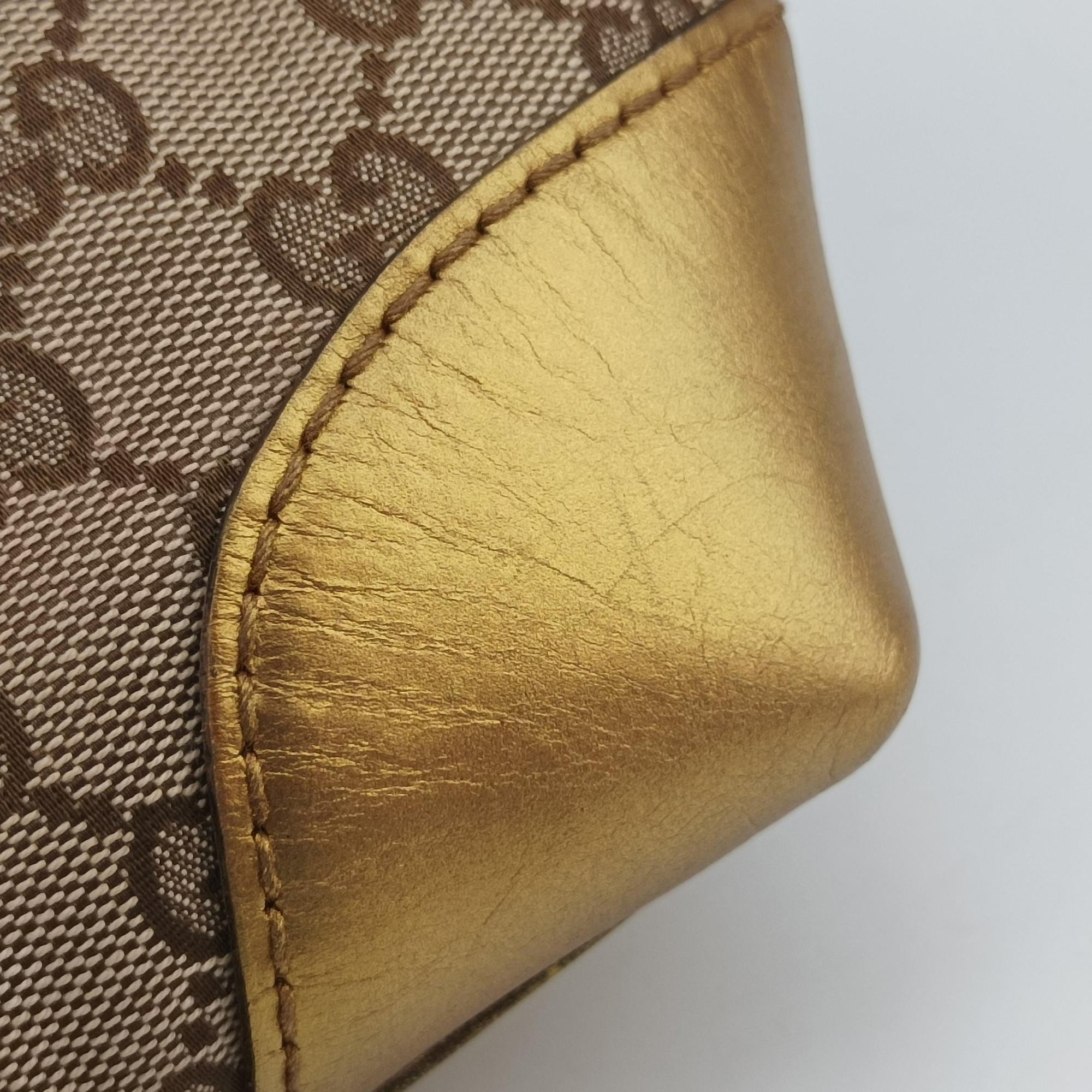 Pre-owned Gucci Lovely Gold × Beige × Brown GG canvas×leather 257069 handbag | stylenewstar