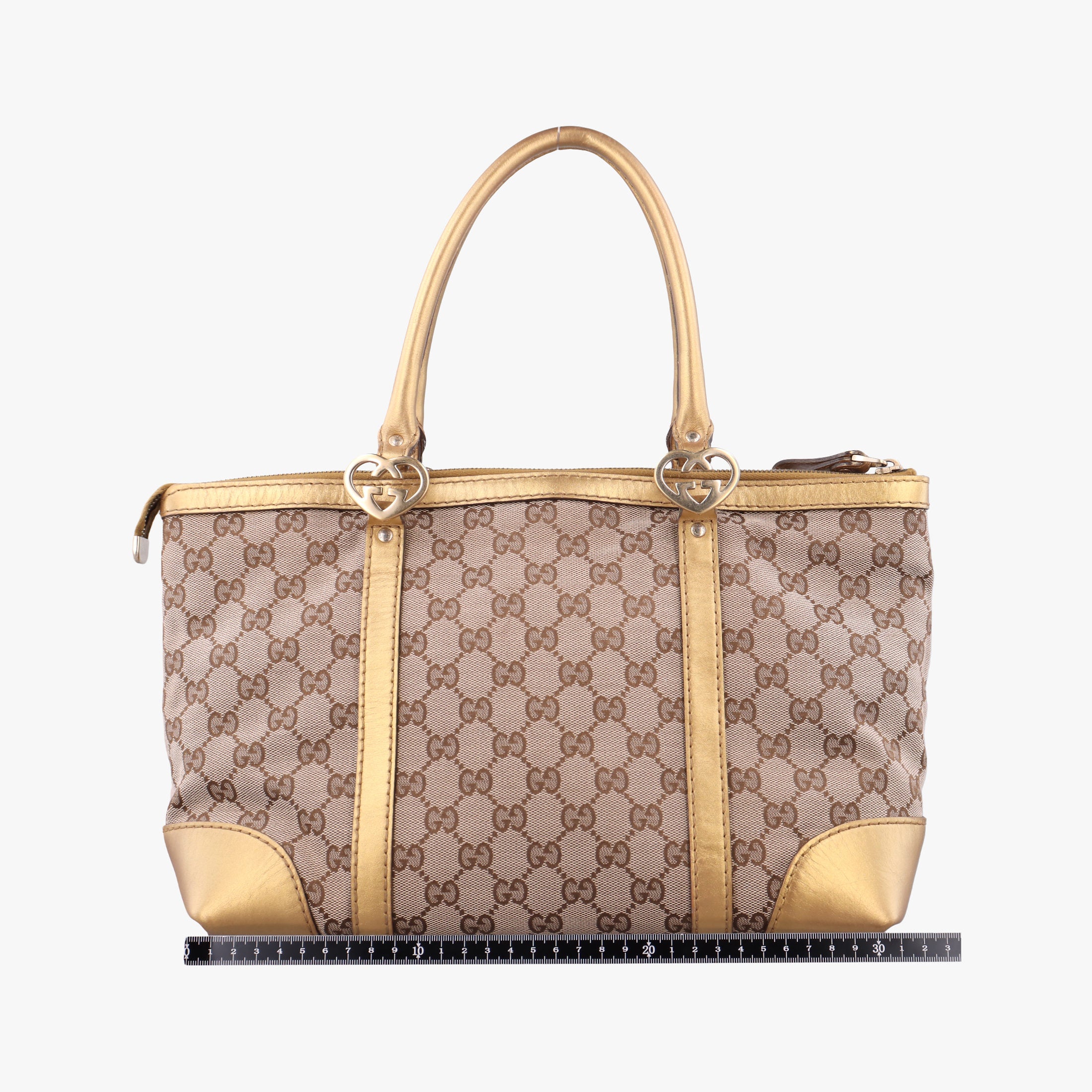 Pre-owned Gucci Lovely Gold × Beige × Brown GG canvas×leather 257069 handbag | stylenewstar