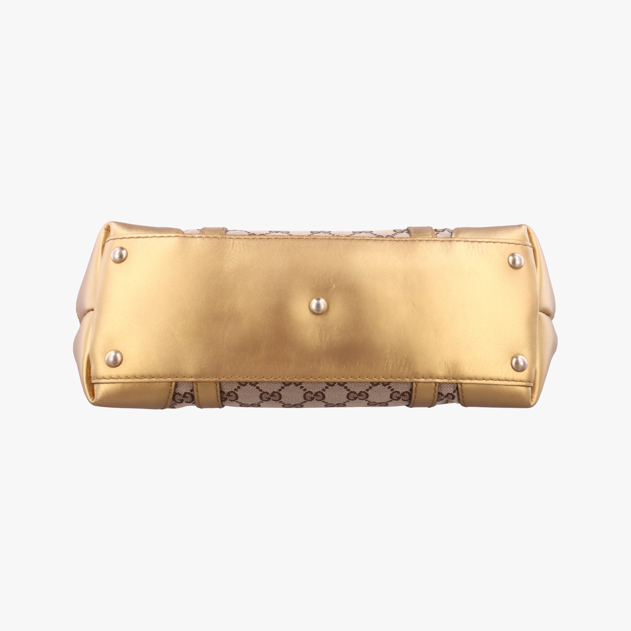 Pre-owned Gucci Lovely Gold × Beige × Brown GG canvas×leather 257069 handbag | stylenewstar