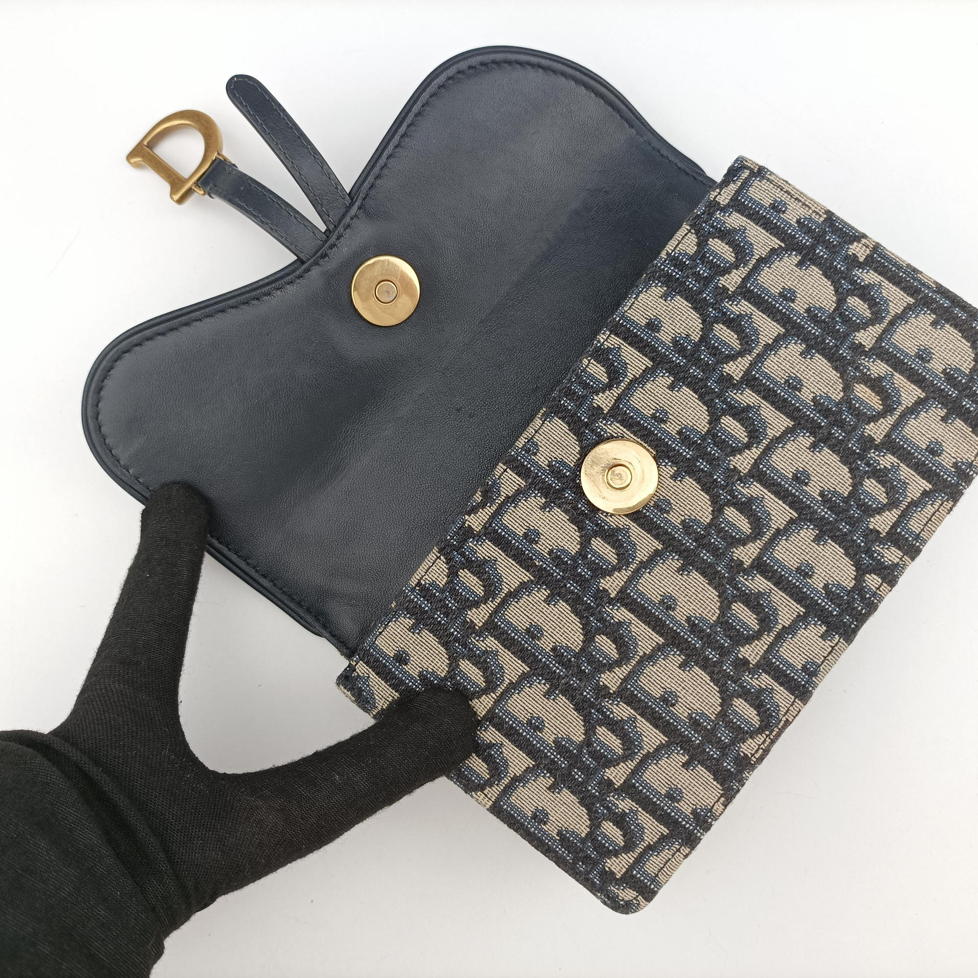Pre-owned Christian Dior Saddle Gray×Navy×Black Jacquard  bum bag/waist bag | stylenewstar