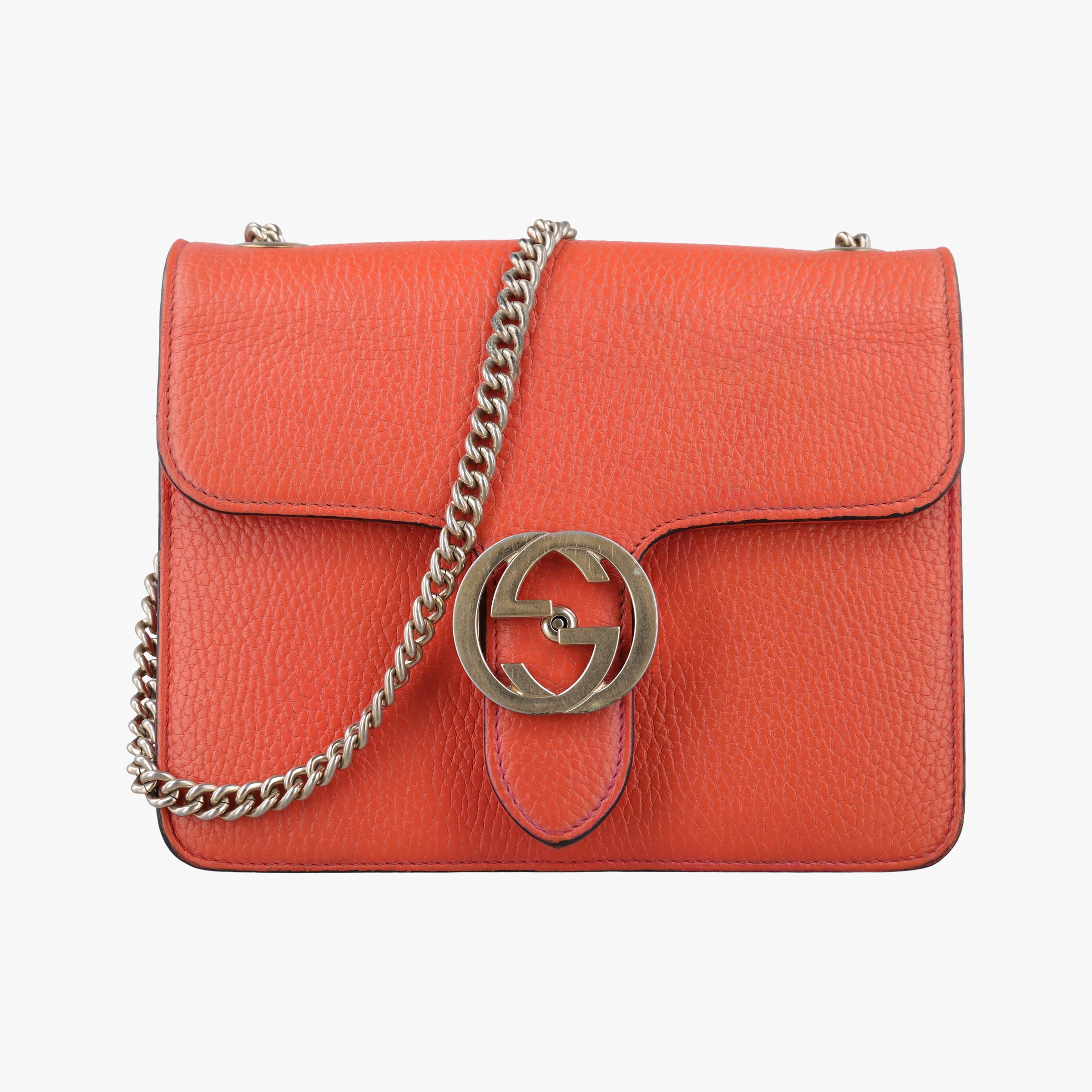 Pre-owned Gucci Interlocking G Orange Leather 510304 shoulderbag | stylenewstar
