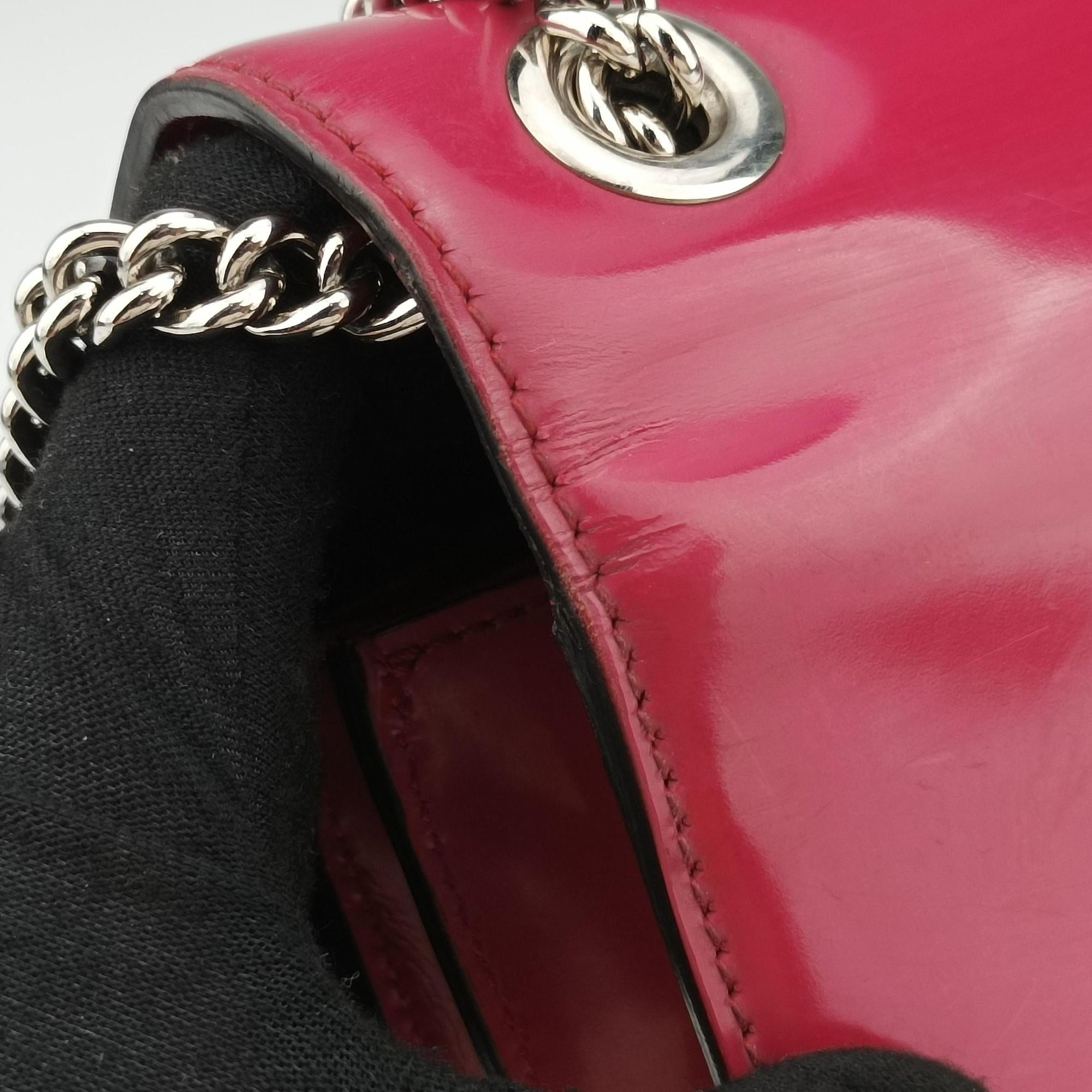 Pre-owned Gucci Interlocking G Red Patent Leather 387609 shoulderbag | stylenewstar