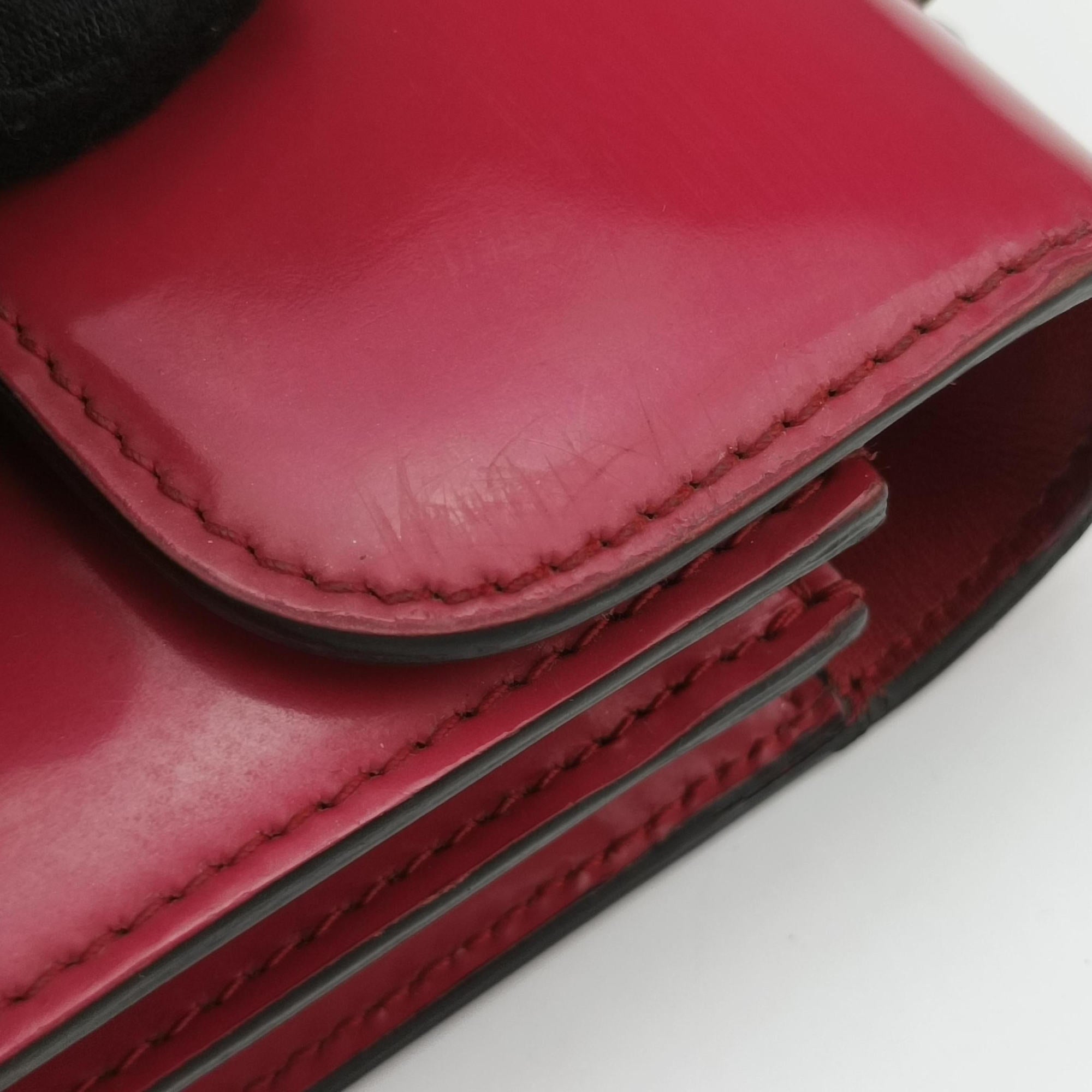 Pre-owned Gucci Interlocking G Red Patent Leather 387609 shoulderbag | stylenewstar