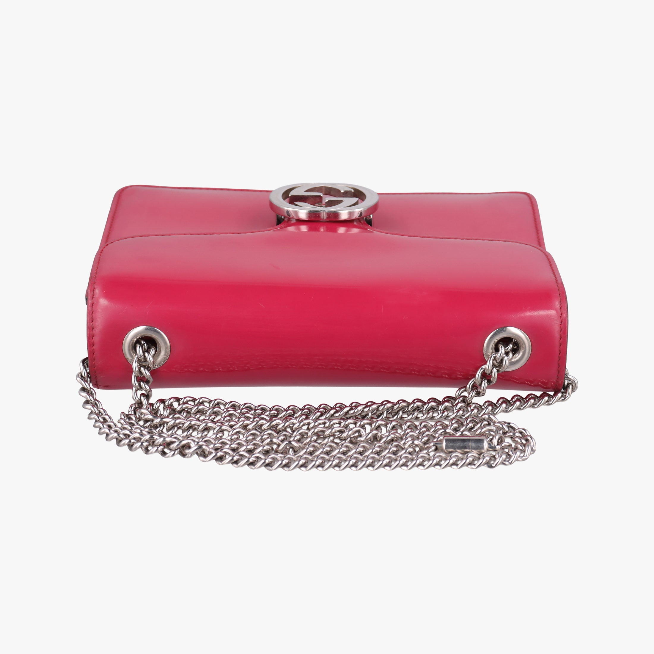 Pre-owned Gucci Interlocking G Red Patent Leather 387609 shoulderbag | stylenewstar
