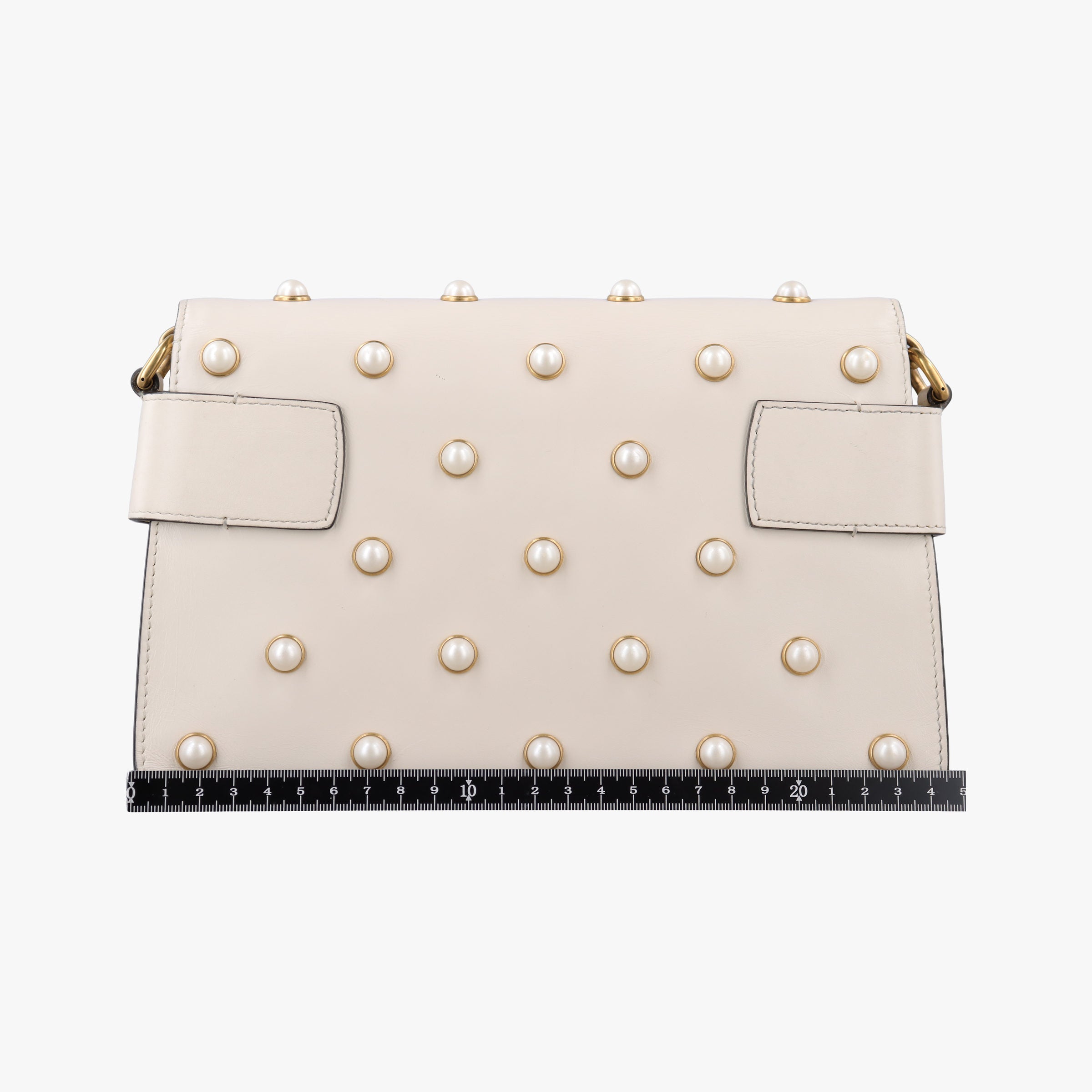 Secondhand Gucci Broadway Pearl Bee White Leather 453778 shoulderbag | stylenewstar
