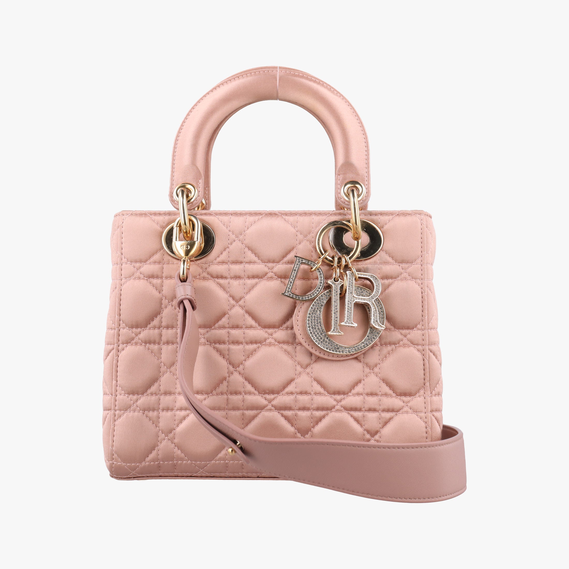 Pre-owned Christian Dior Lady Dior Pink Cannage Satin  shoulderbag | stylenewstar