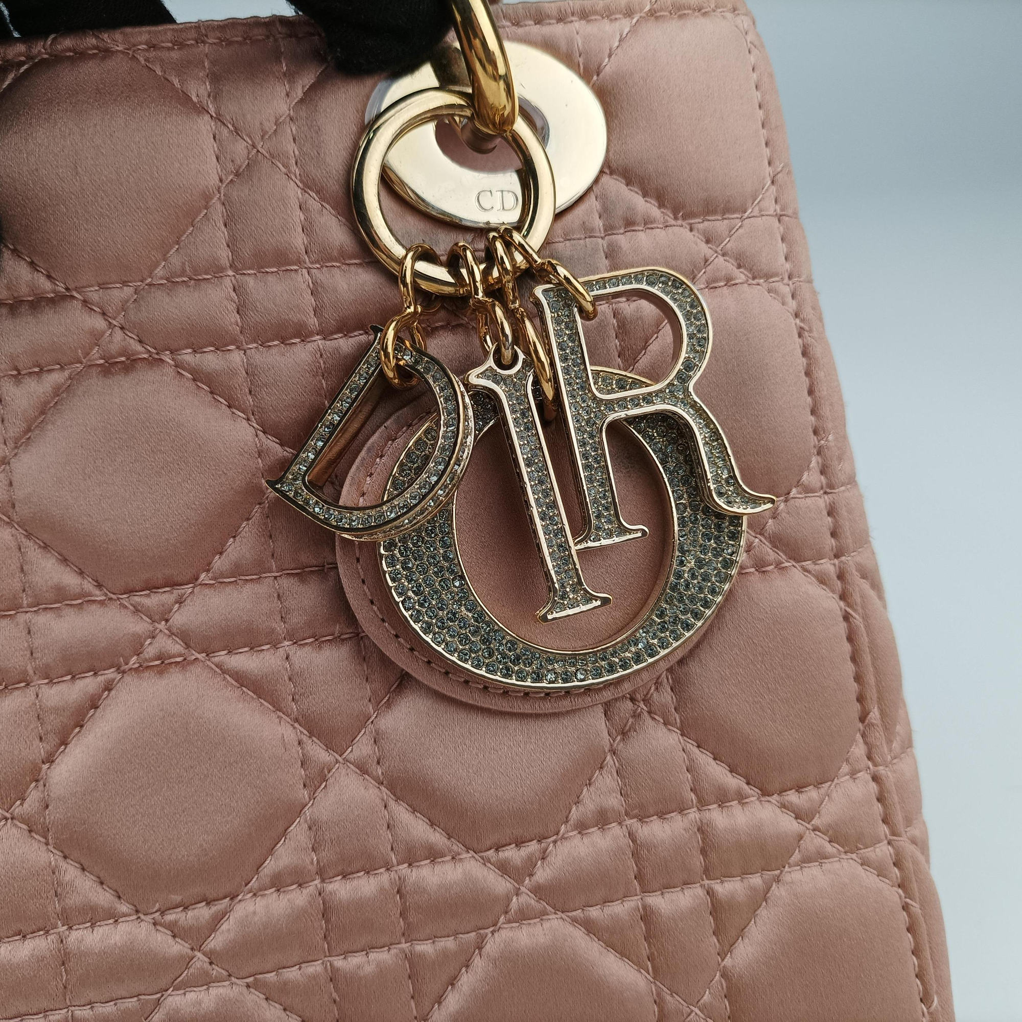 Pre-owned Christian Dior Lady Dior Pink Cannage Satin  shoulderbag | stylenewstar
