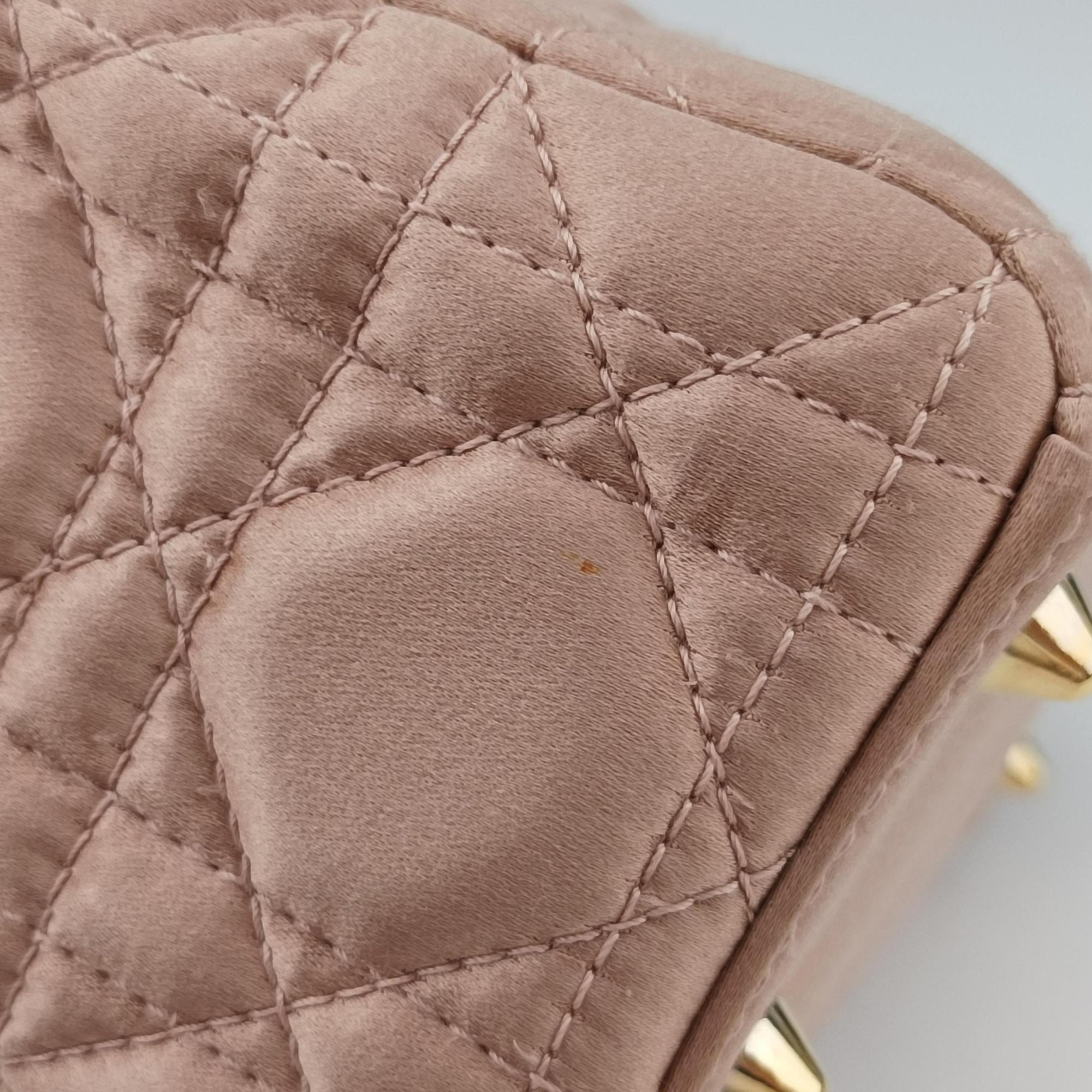 Pre-owned Christian Dior Lady Dior Pink Cannage Satin  shoulderbag | stylenewstar