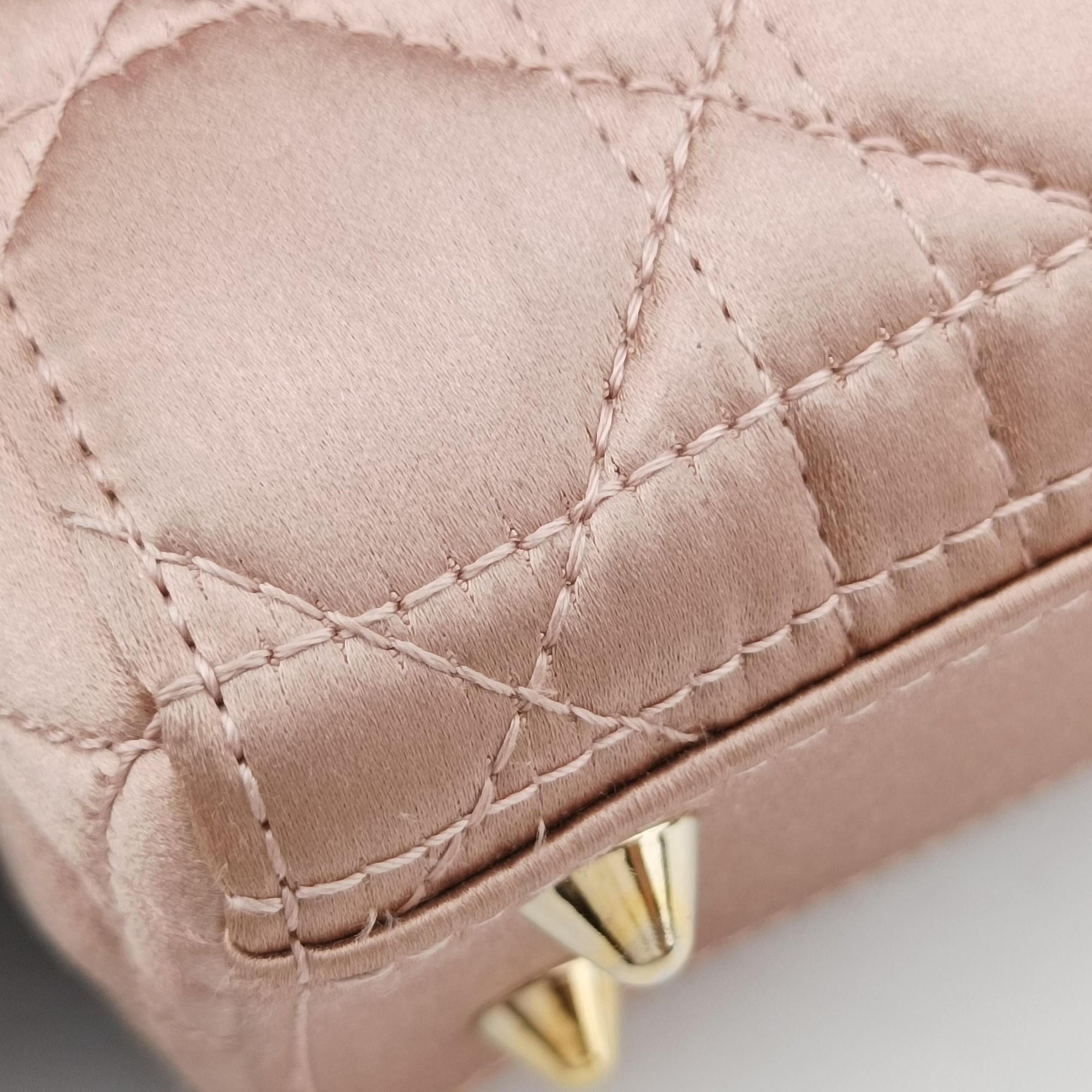 Pre-owned Christian Dior Lady Dior Pink Cannage Satin  shoulderbag | stylenewstar