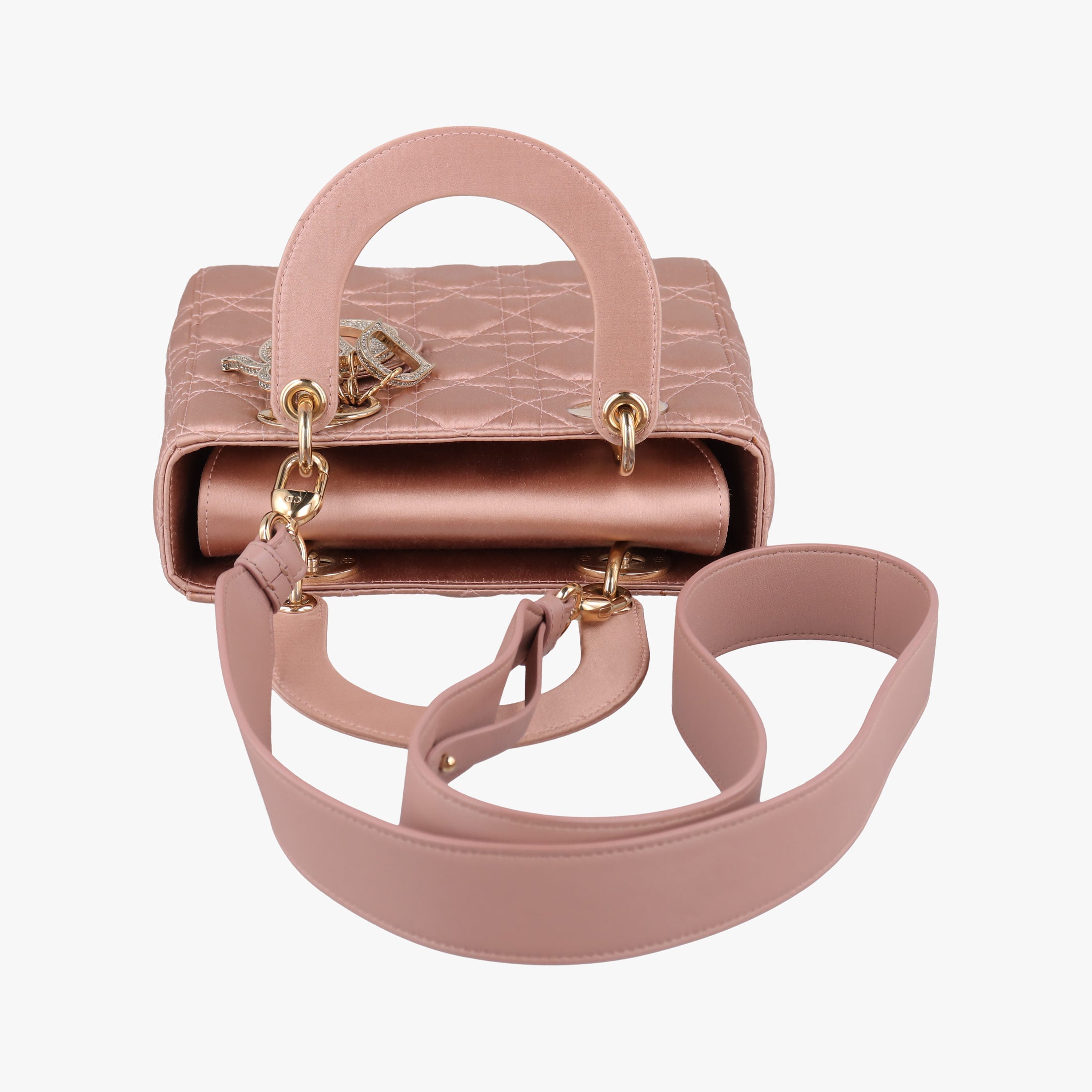 Pre-owned Christian Dior Lady Dior Pink Cannage Satin  shoulderbag | stylenewstar