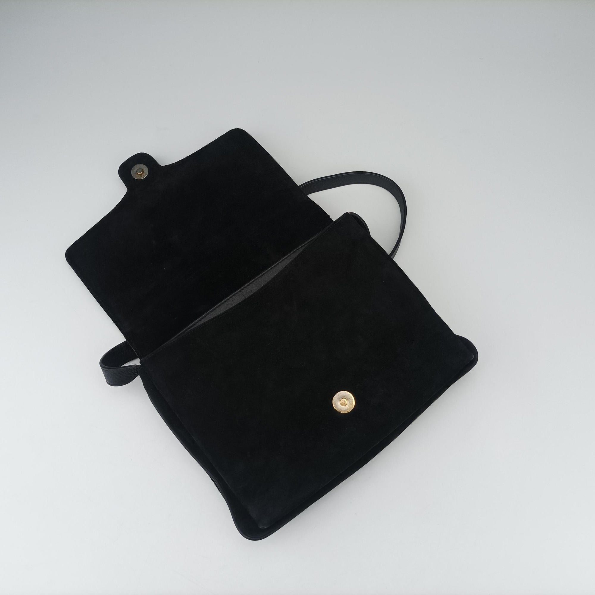 Secondhand Gucci Arli Black Suede×leather 550126 shoulderbag | stylenewstar