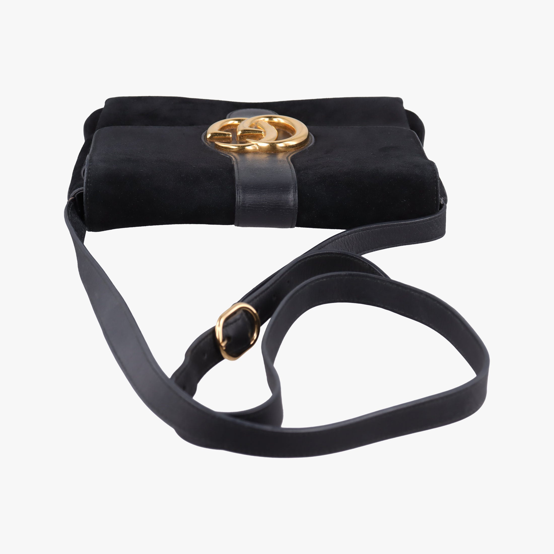 Secondhand Gucci Arli Black Suede×leather 550126 shoulderbag | stylenewstar