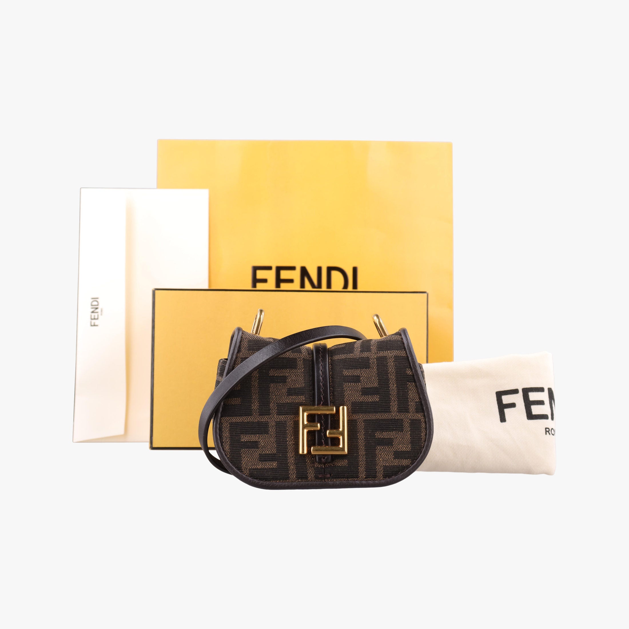 Pre-owned Fendi C'mon Small Brown canvas 7AS219 shoulderbag | stylenewstar