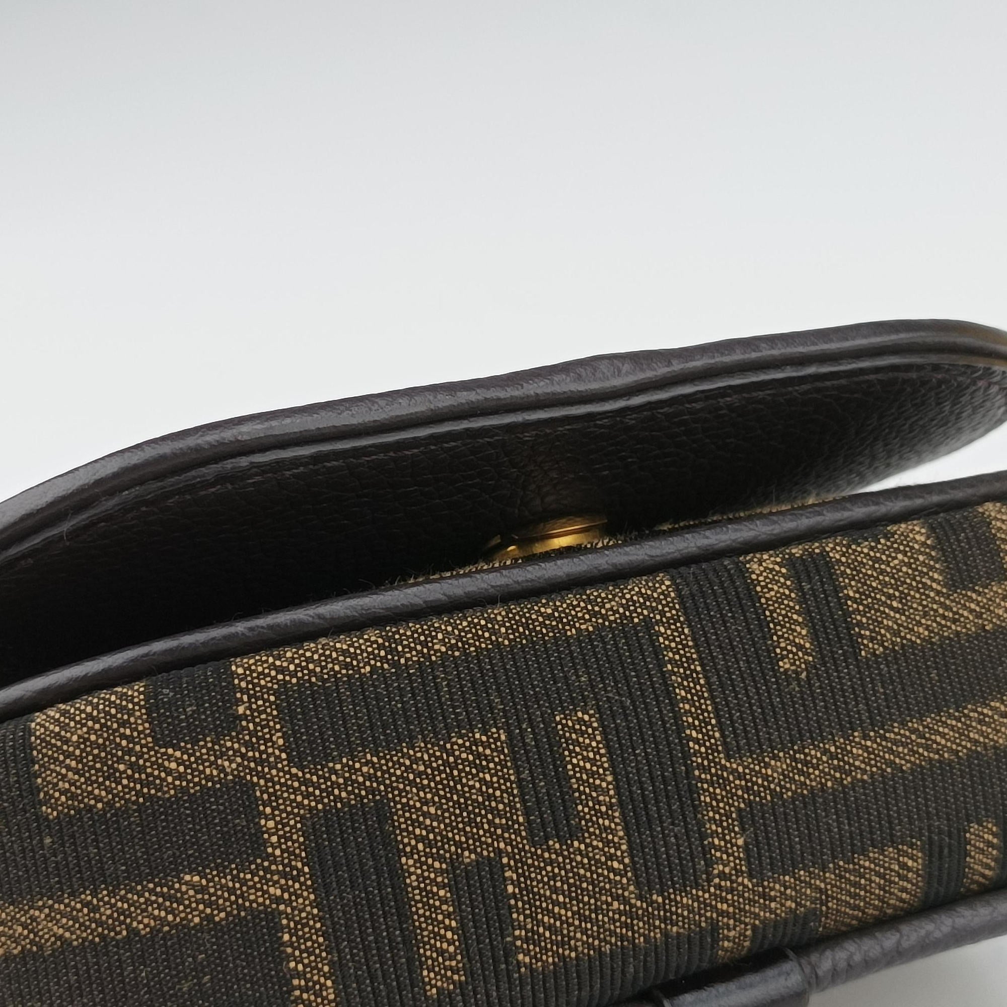 Pre-owned Fendi C'mon Small Brown canvas 7AS219 shoulderbag | stylenewstar