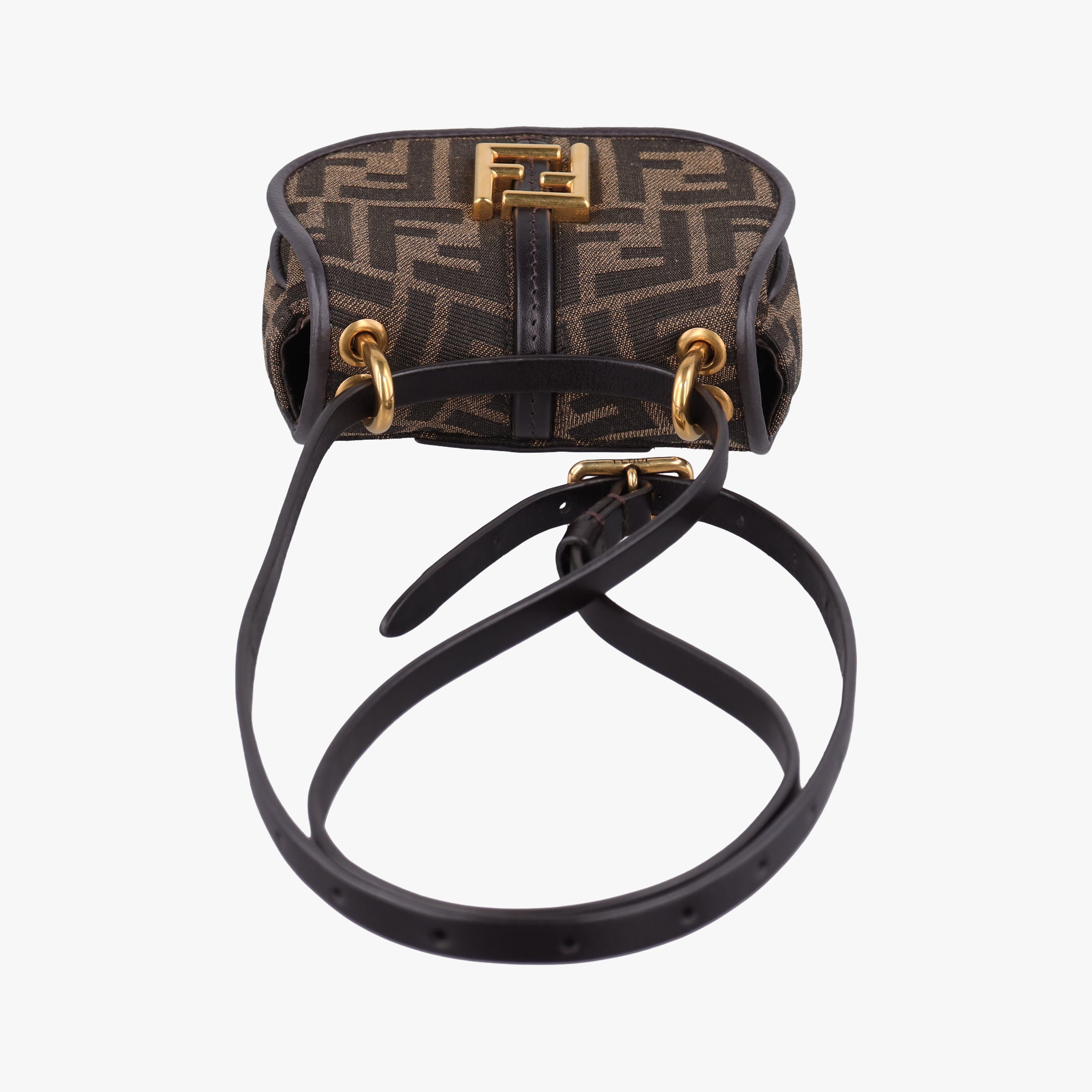 Pre-owned Fendi C'mon Small Brown canvas 7AS219 shoulderbag | stylenewstar