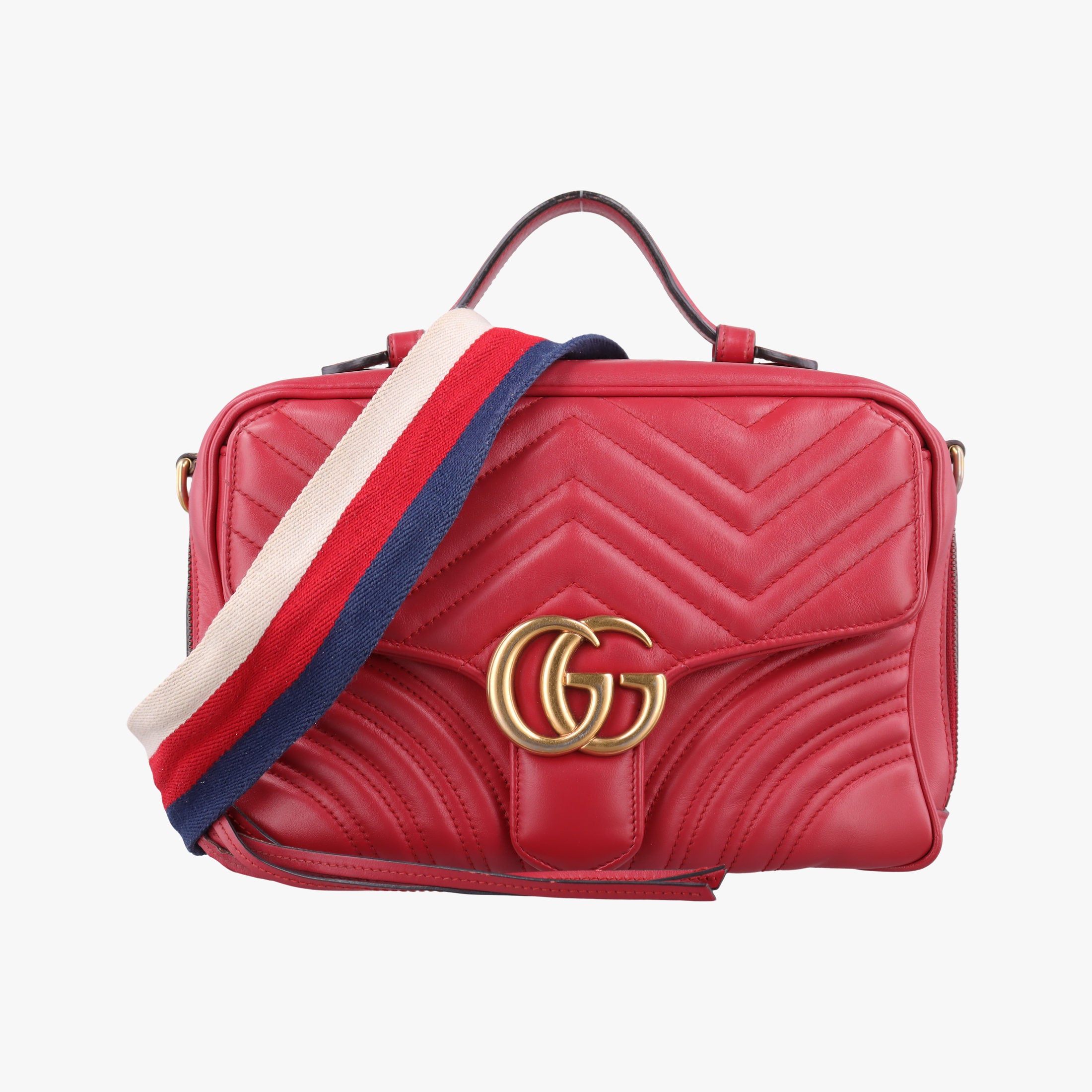 Pre-owned Gucci GG Marmont Red Leather 498100 shoulderbag | stylenewstar