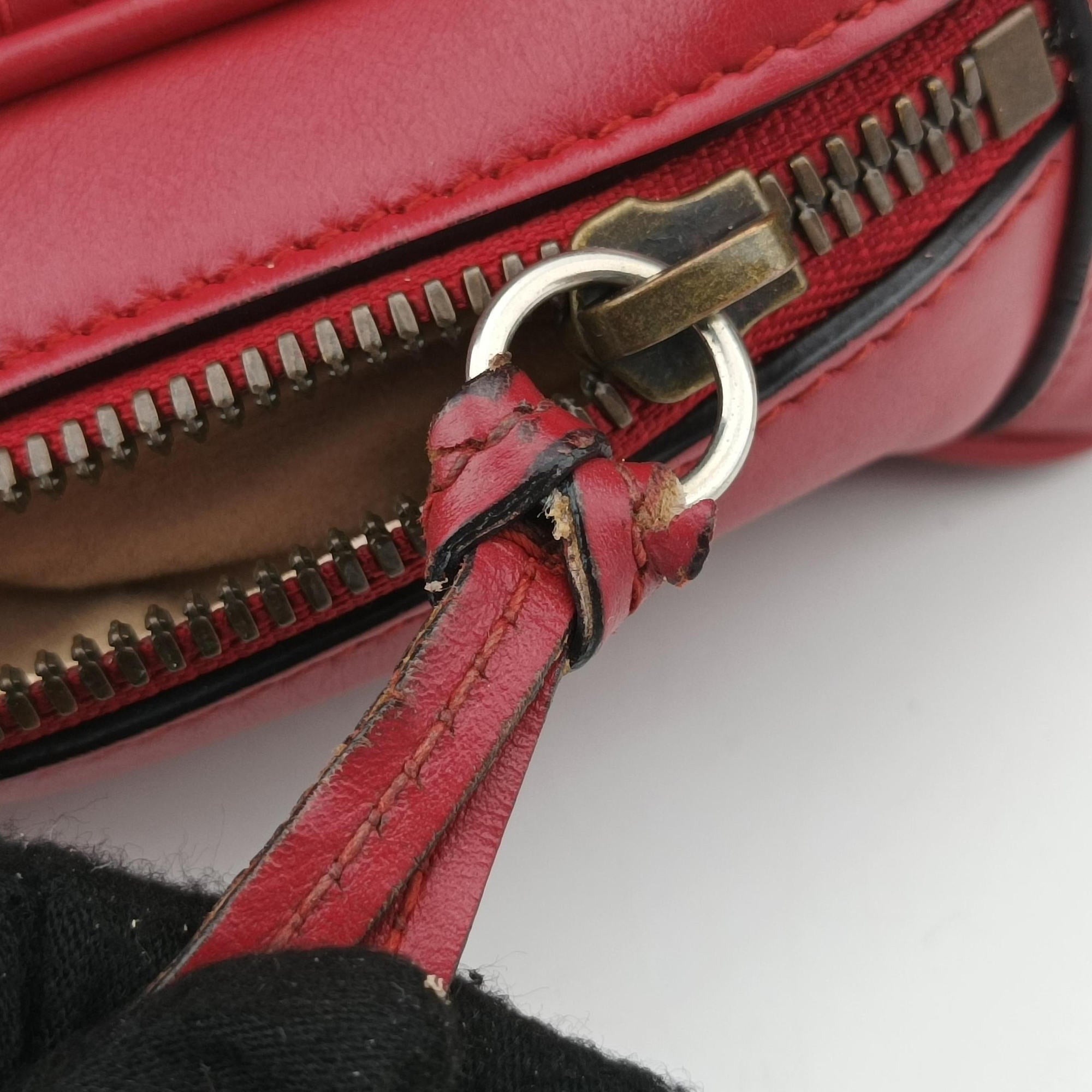 Pre-owned Gucci GG Marmont Red Leather 498100 shoulderbag | stylenewstar