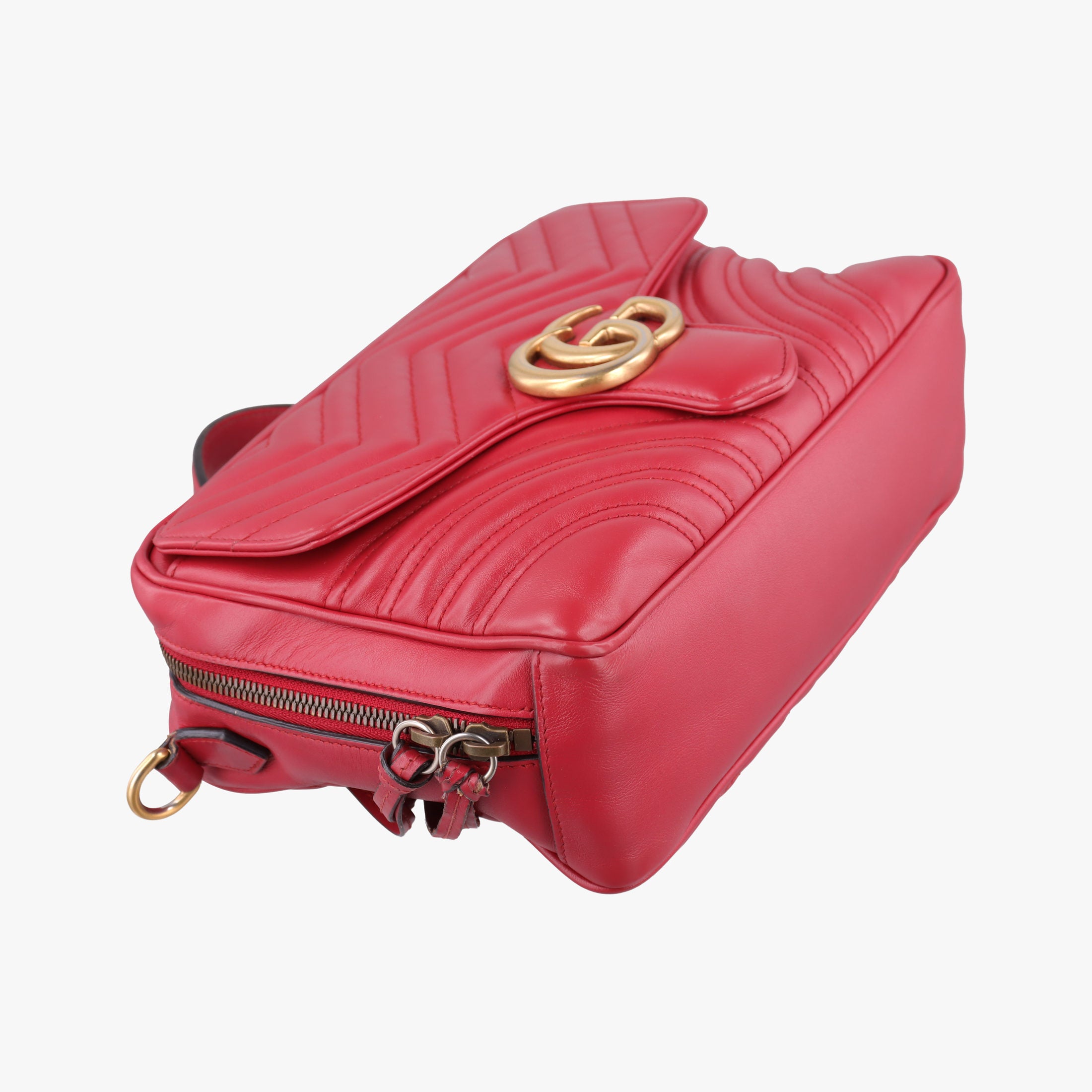 Pre-owned Gucci GG Marmont Red Leather 498100 shoulderbag | stylenewstar