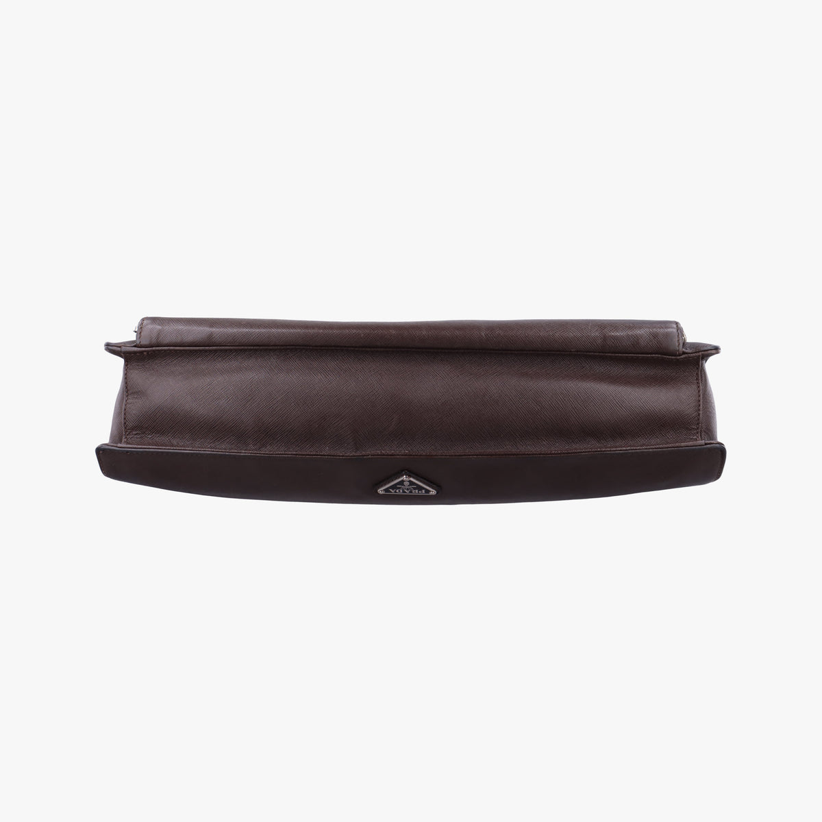 Pre-owned Prada Triangle Logo Plate Brown Saffiano Leather VR0023 handbag | stylenewstar