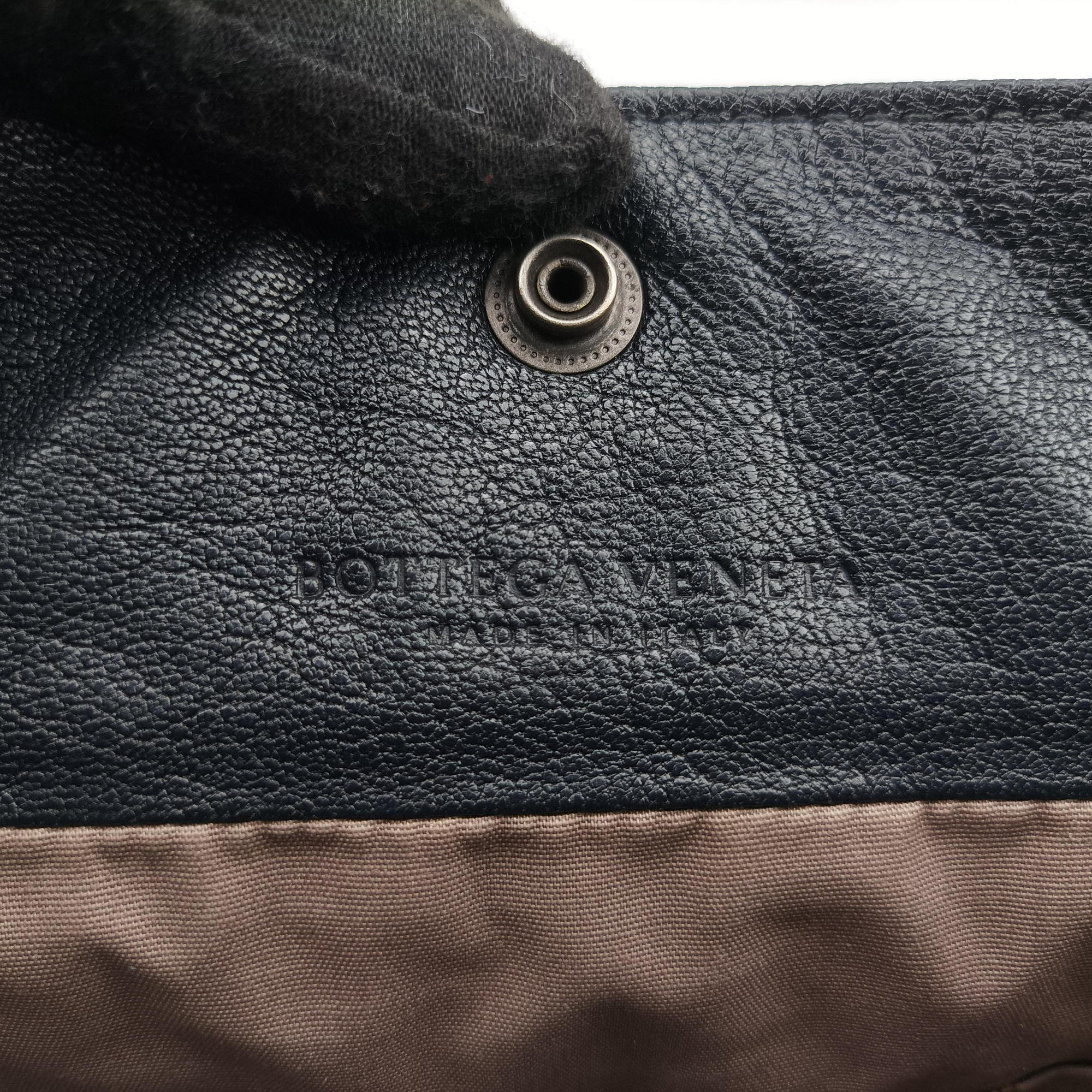 Vintage Bottega Veneta Intrecciato Dark Gray × Blue lambskin  shoulderbag | stylenewstar