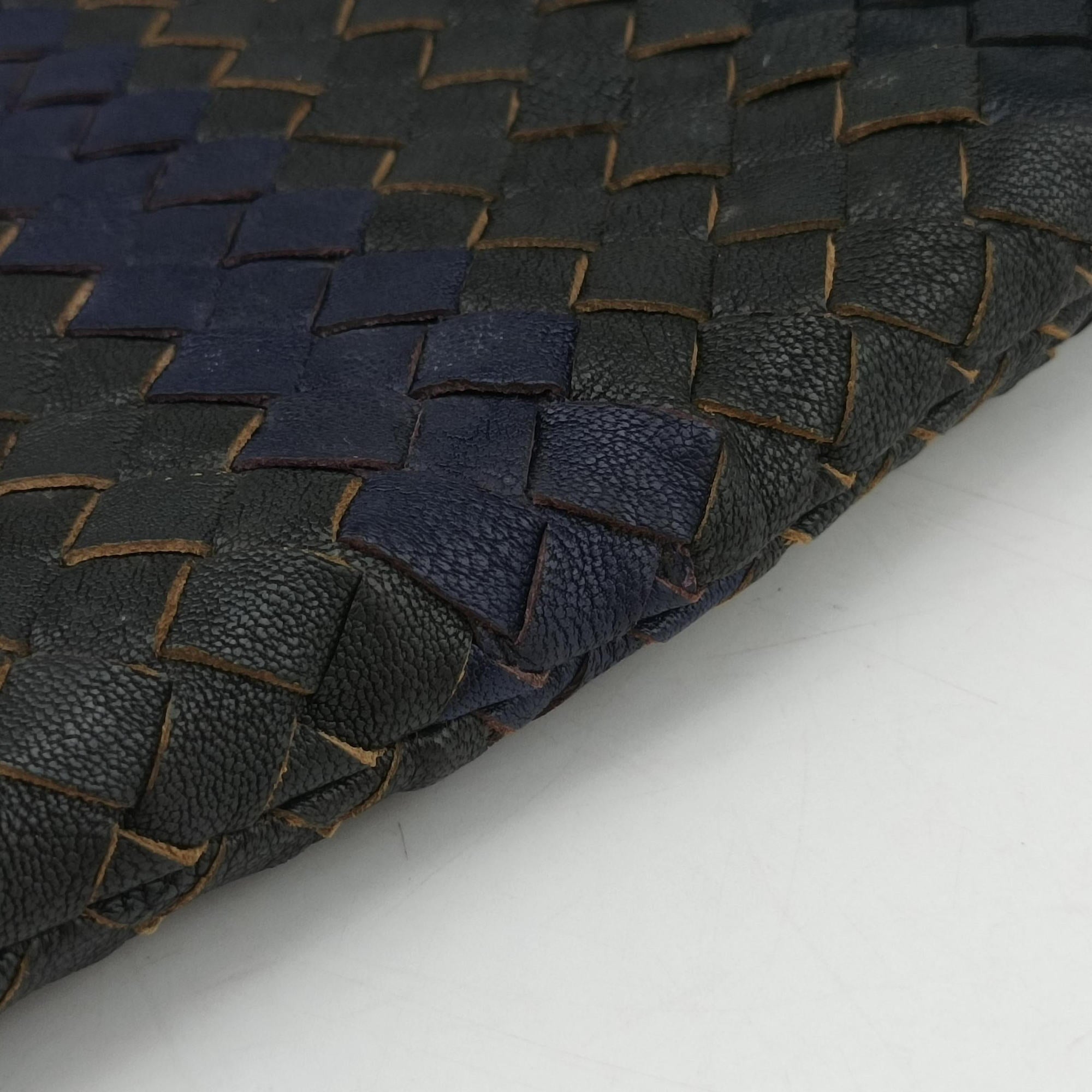 Vintage Bottega Veneta Intrecciato Dark Gray × Blue lambskin  shoulderbag | stylenewstar