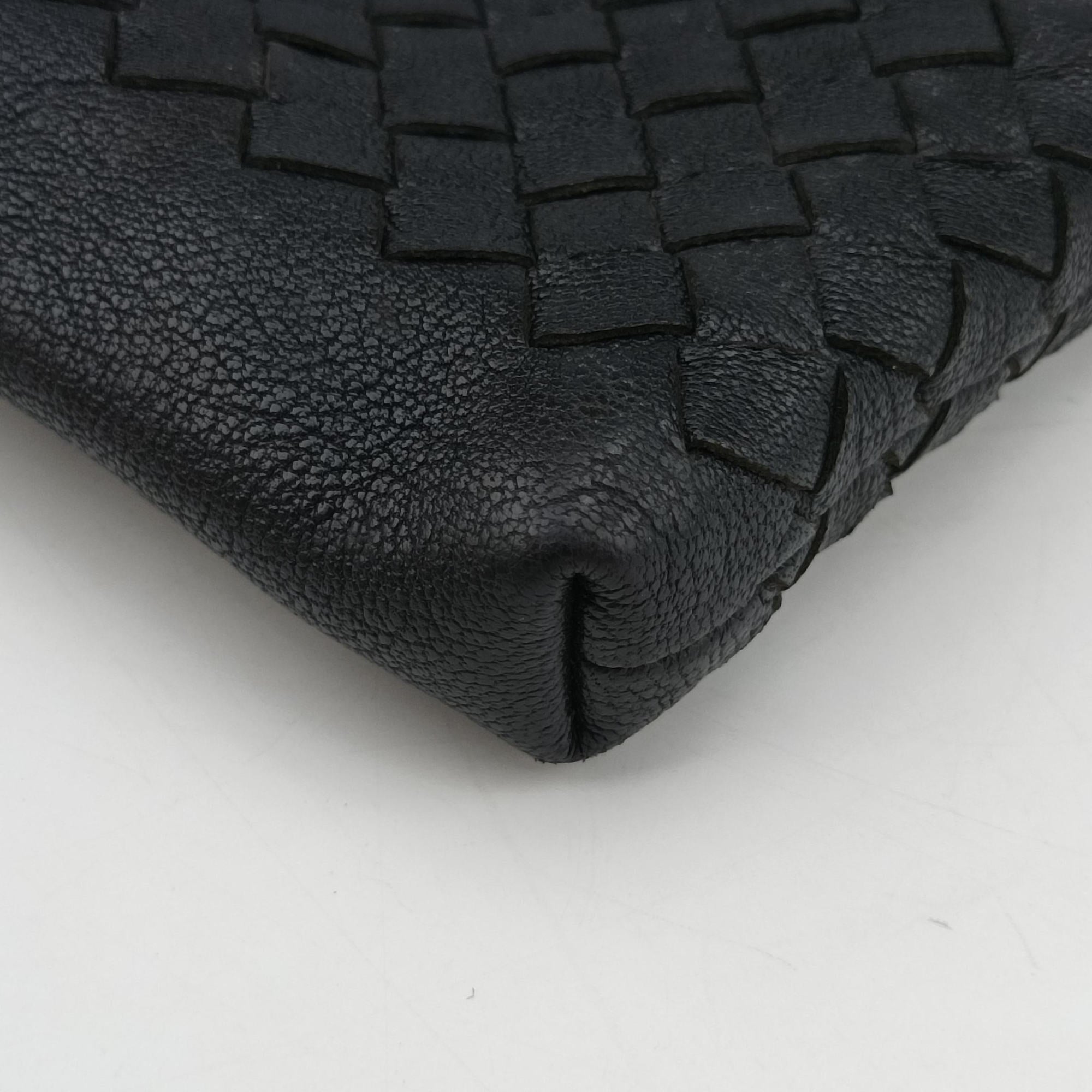 Vintage Bottega Veneta Intrecciato Dark Gray × Blue lambskin  shoulderbag | stylenewstar