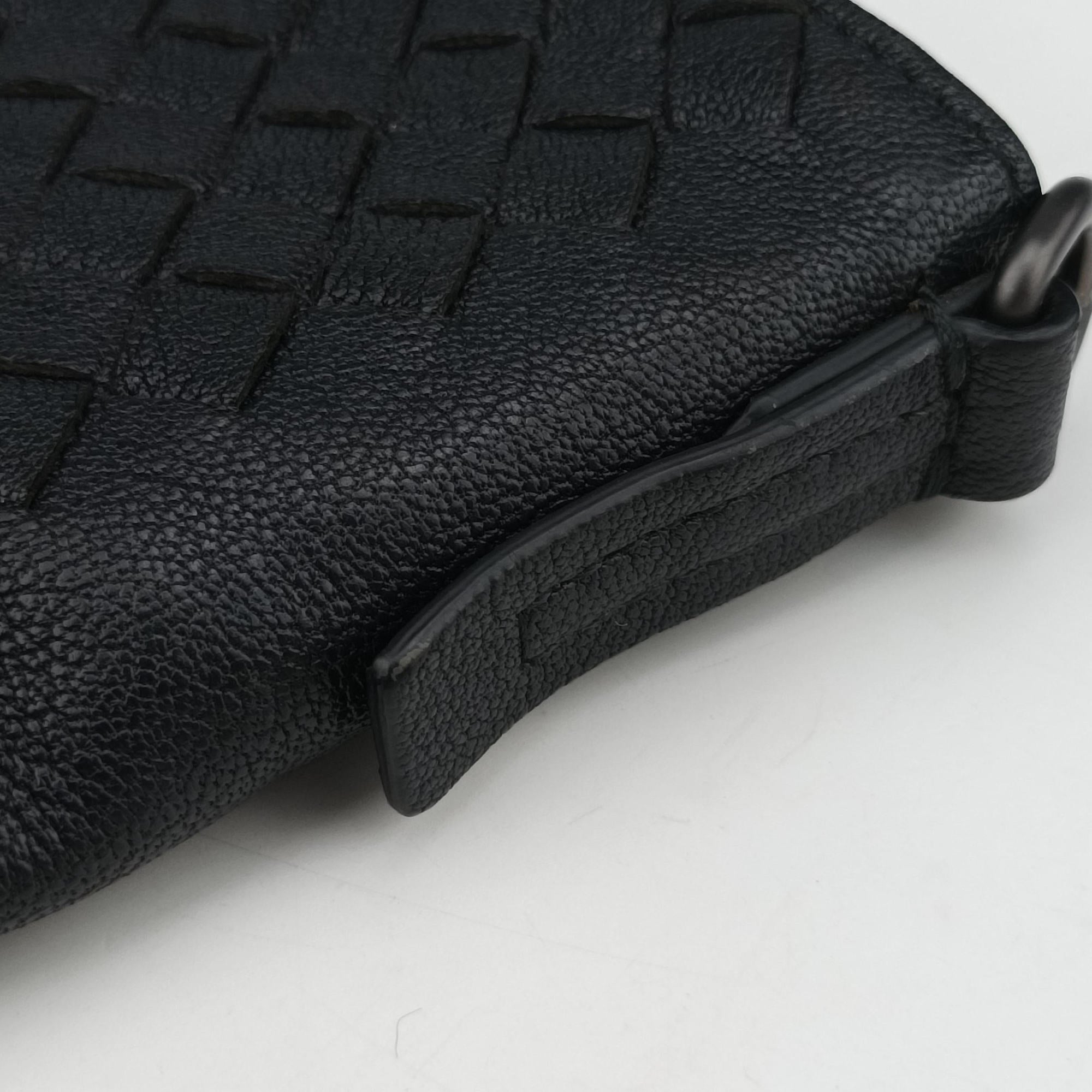 Vintage Bottega Veneta Intrecciato Dark Gray × Blue lambskin  shoulderbag | stylenewstar