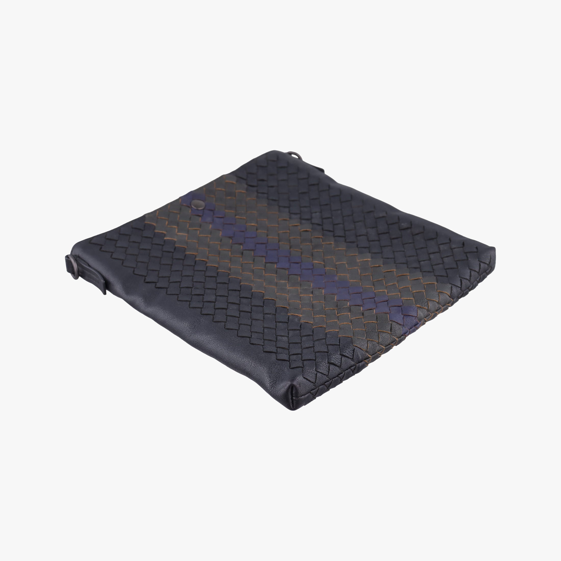 Vintage Bottega Veneta Intrecciato Dark Gray × Blue lambskin  shoulderbag | stylenewstar