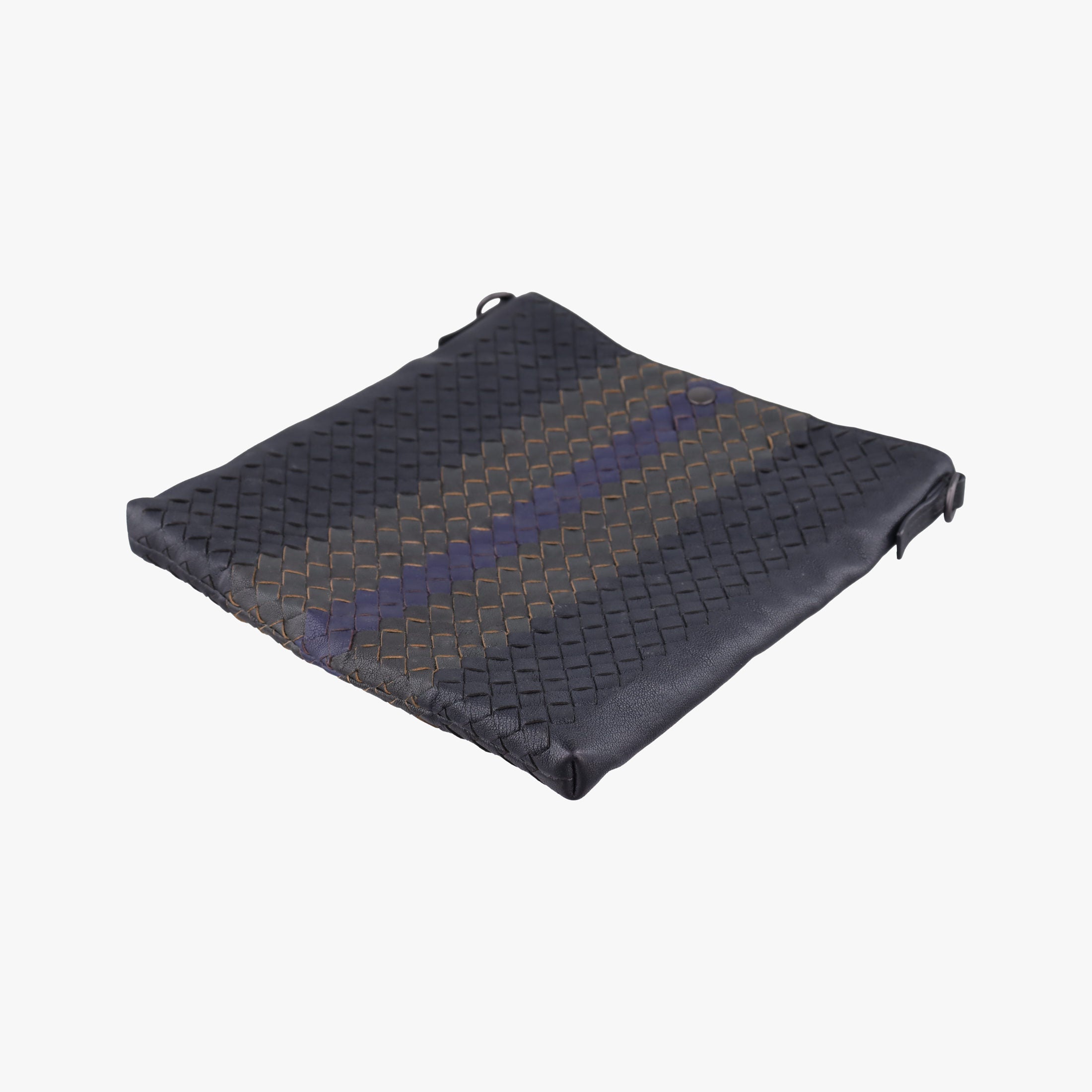 Vintage Bottega Veneta Intrecciato Dark Gray × Blue lambskin  shoulderbag | stylenewstar