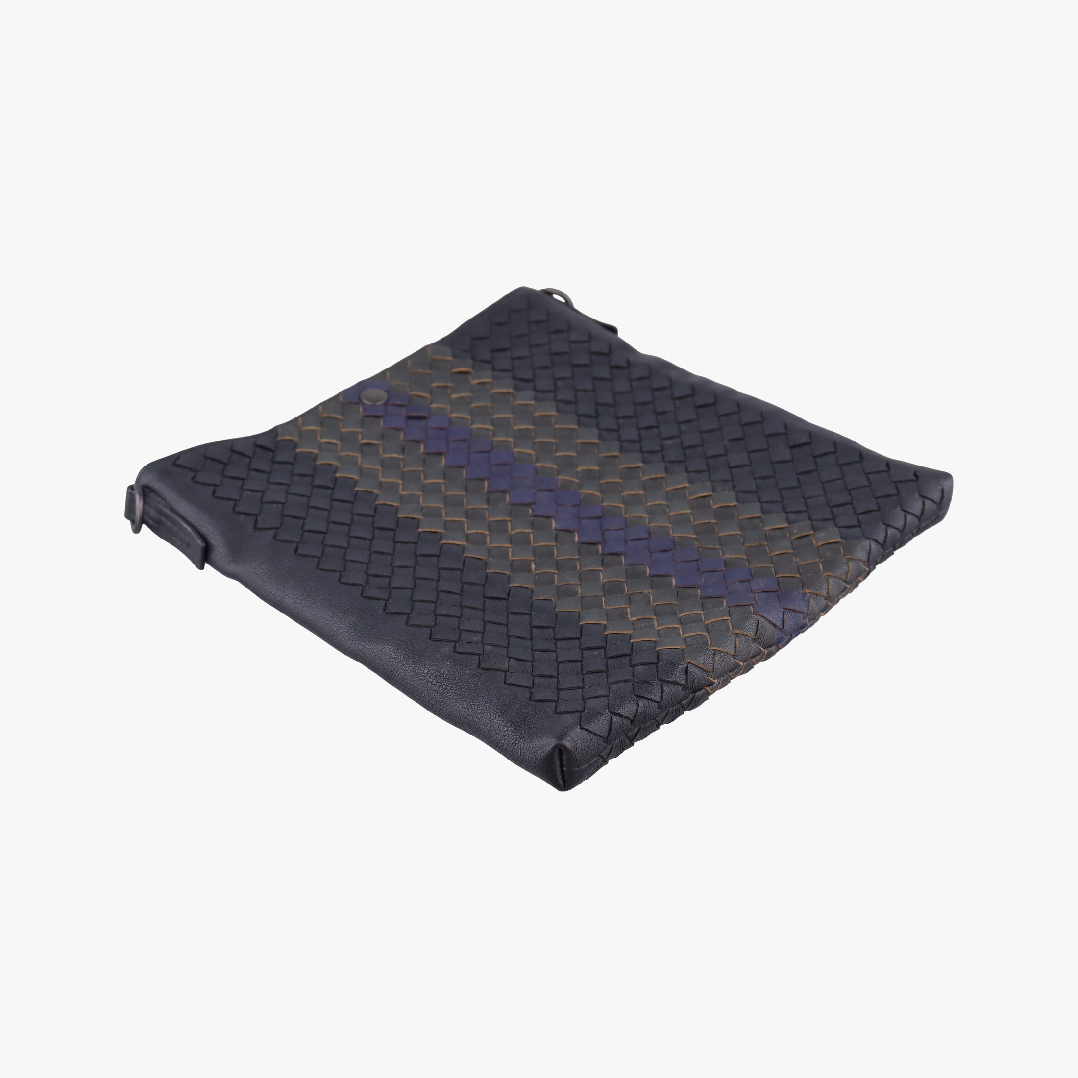 Vintage Bottega Veneta Intrecciato Dark Gray × Blue lambskin  shoulderbag | stylenewstar