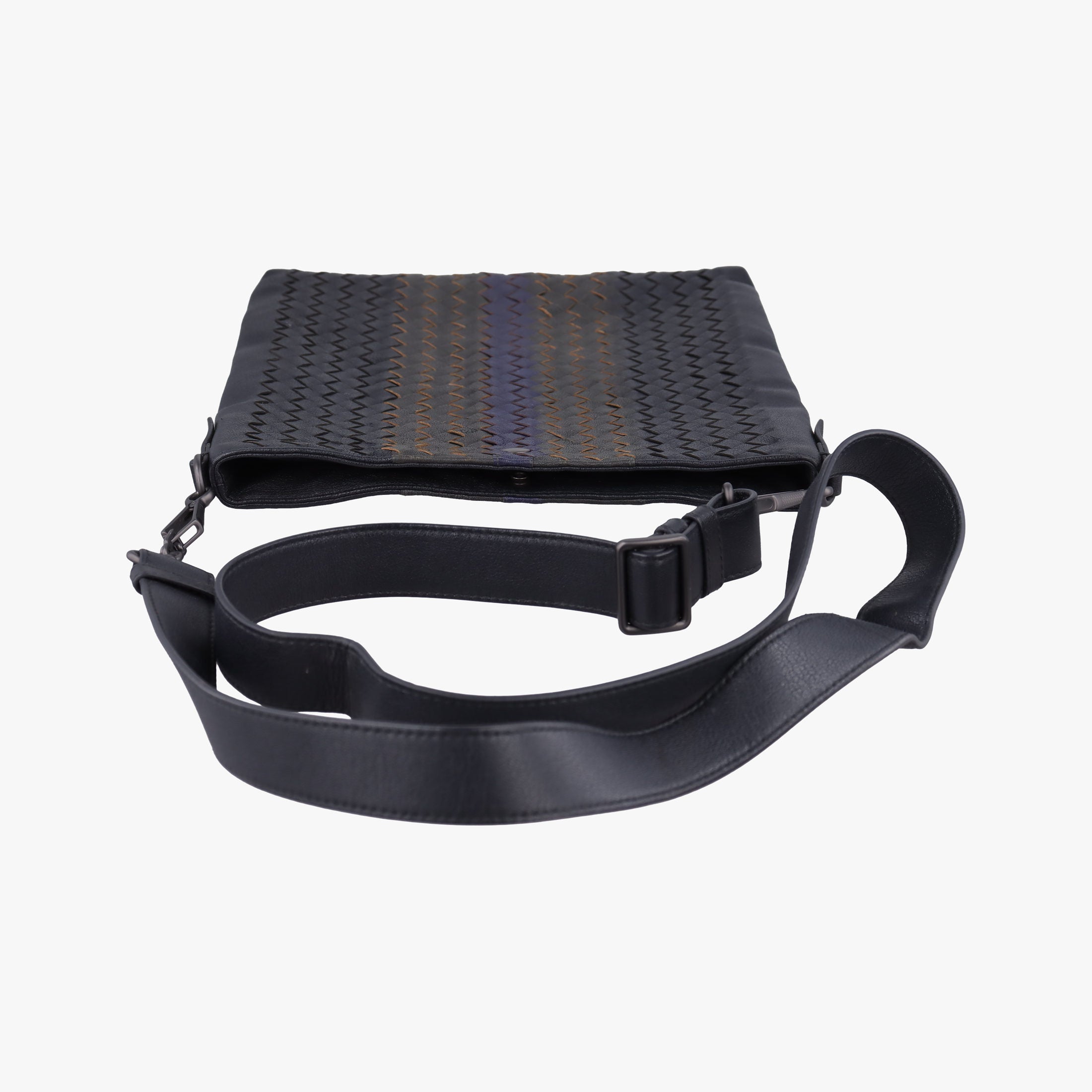 Vintage Bottega Veneta Intrecciato Dark Gray × Blue lambskin  shoulderbag | stylenewstar