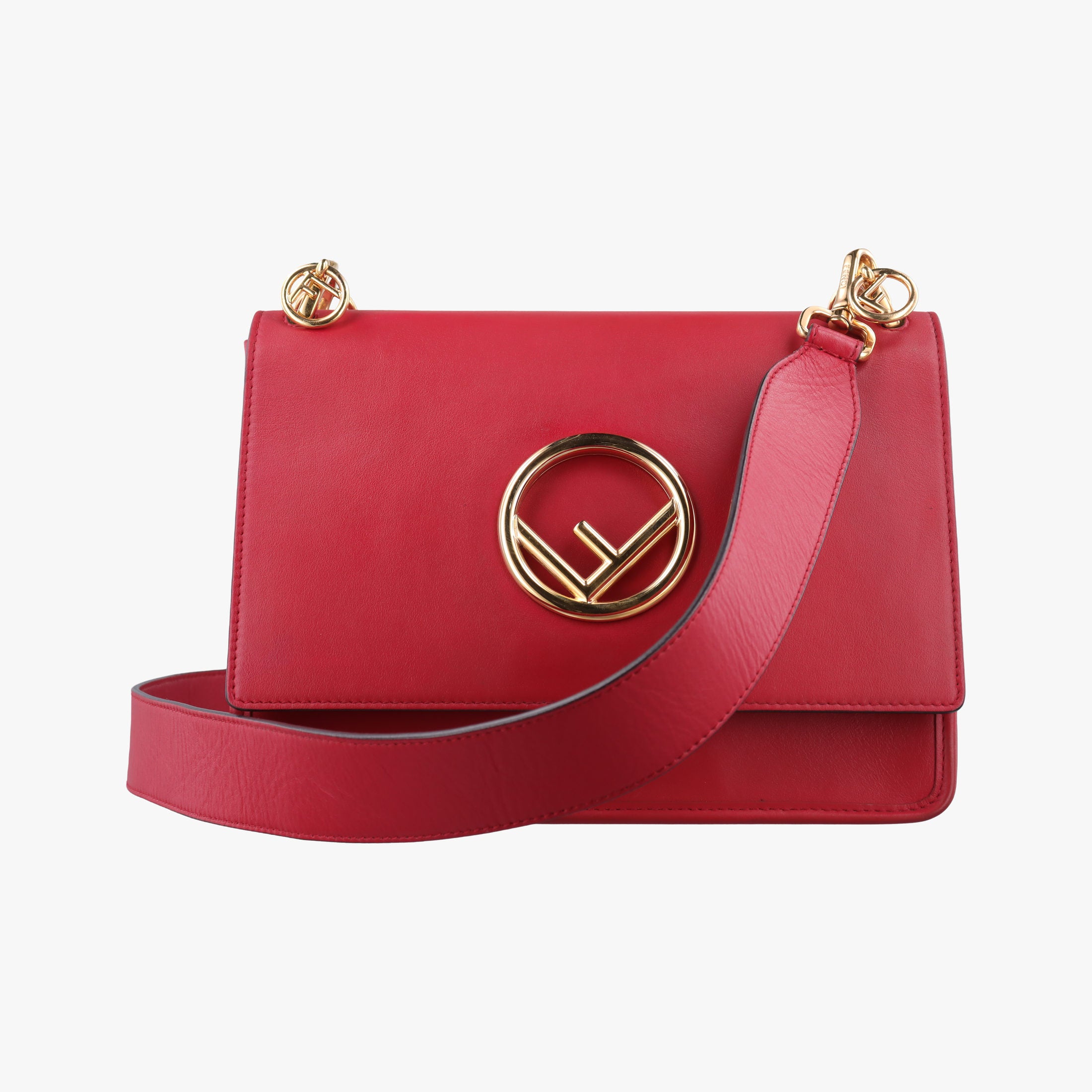 Vintage Fendi Kan I F Red Leather 8BT284 shoulderbag | stylenewstar