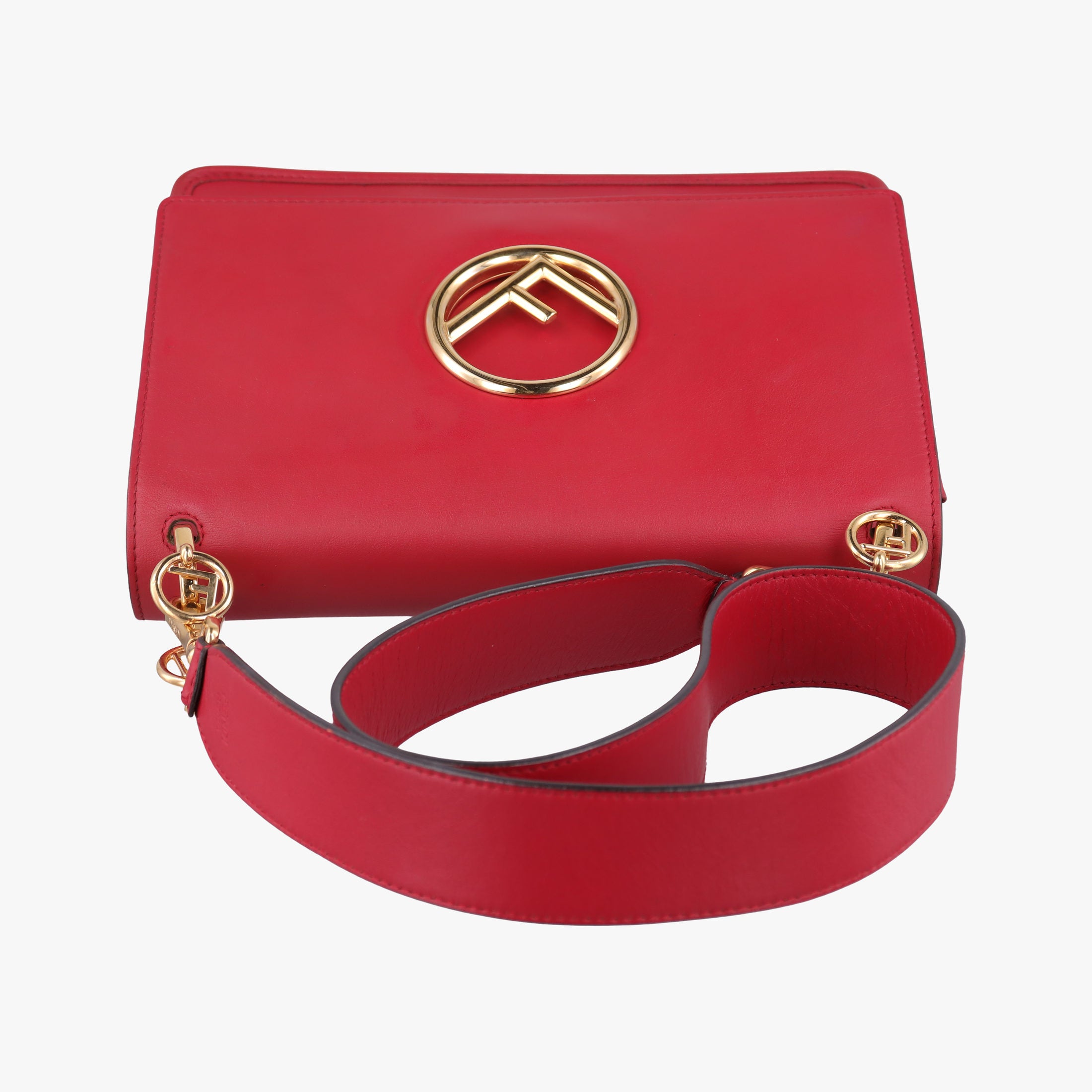 Vintage Fendi Kan I F Red Leather 8BT284 shoulderbag | stylenewstar