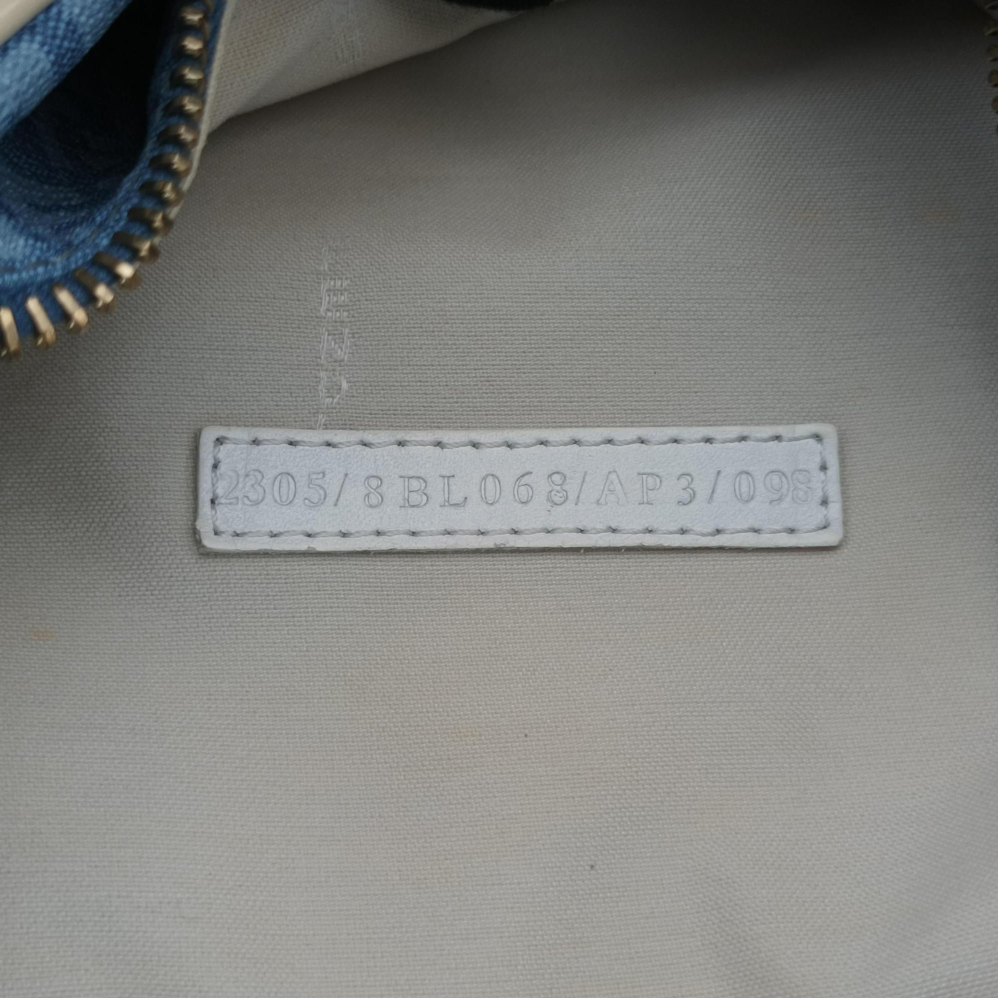 Pre-owned Fendi Zucchino Glitter Logo Blue PVC coated canvas 8BL068 handbag | stylenewstar