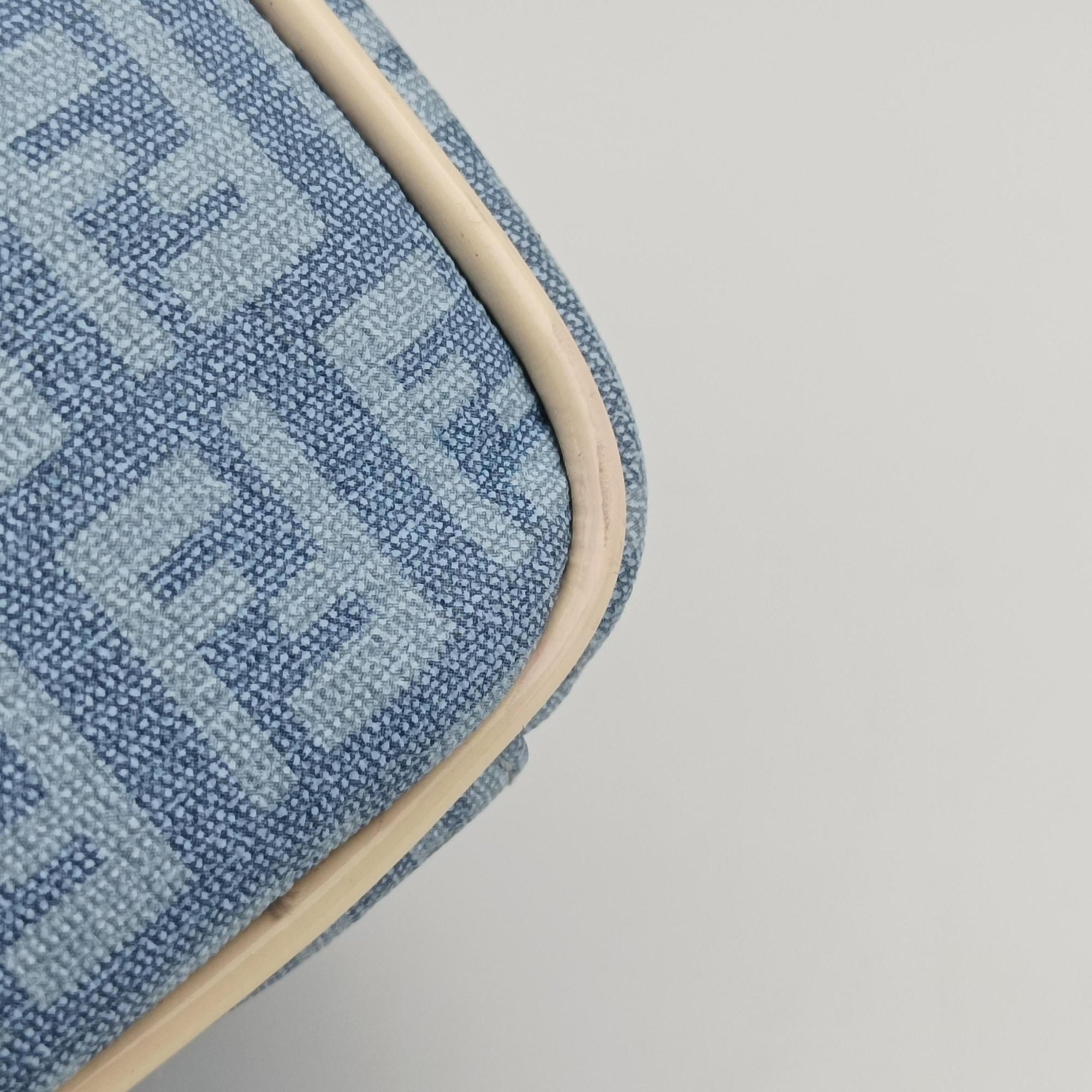 Pre-owned Fendi Zucchino Glitter Logo Blue PVC coated canvas 8BL068 handbag | stylenewstar