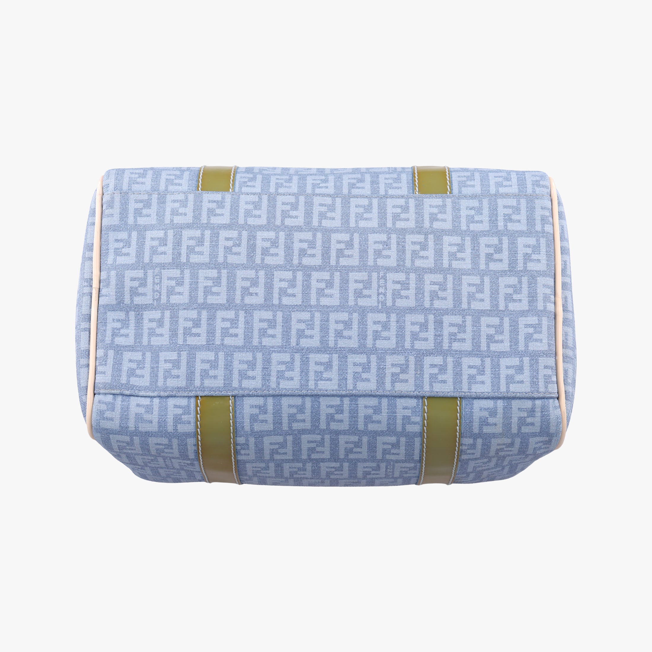 Pre-owned Fendi Zucchino Glitter Logo Blue PVC coated canvas 8BL068 handbag | stylenewstar
