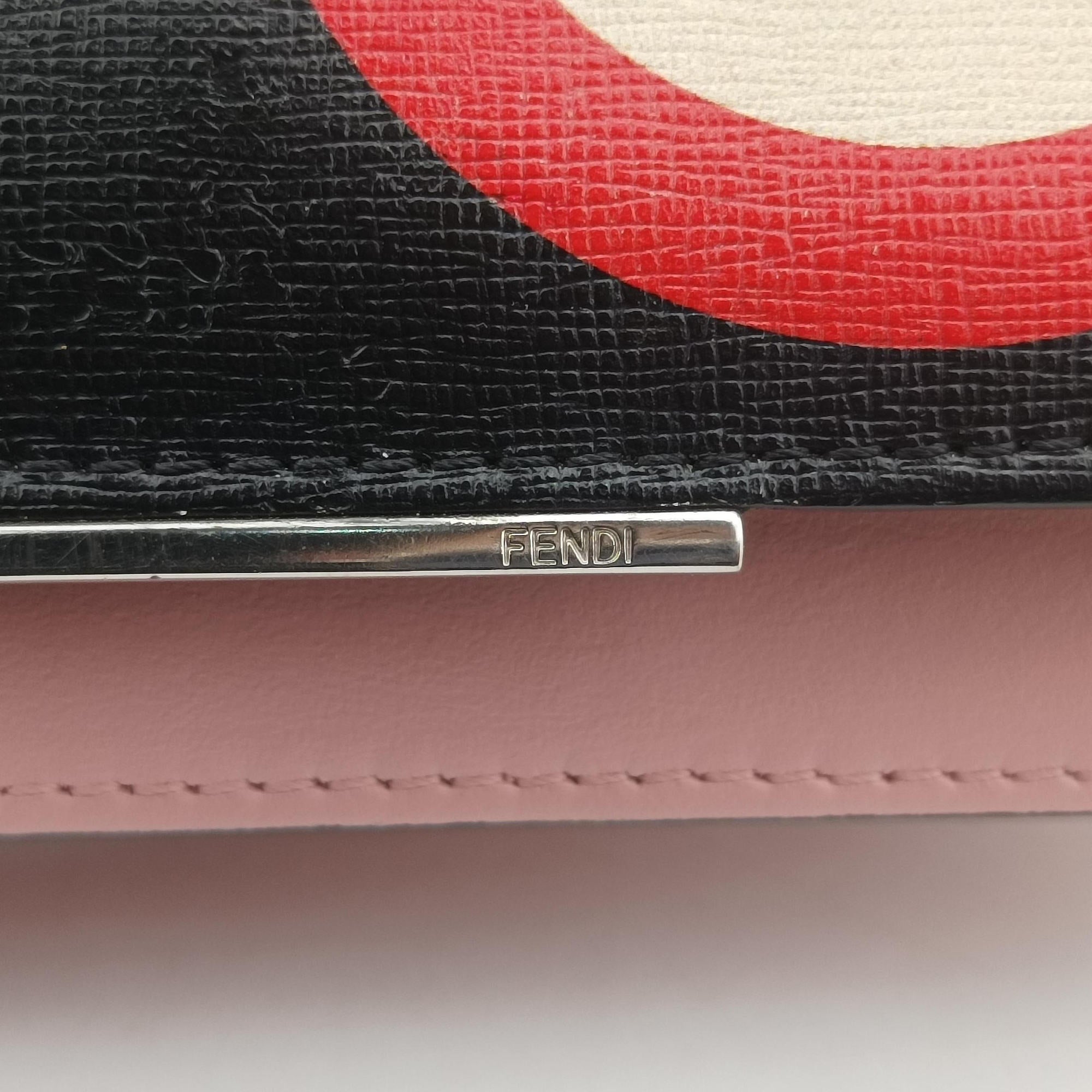 Secondhand Fendi Monster Eyes Continental pink×Multicolour Leather 8M0346 shoulderbag | stylenewstar