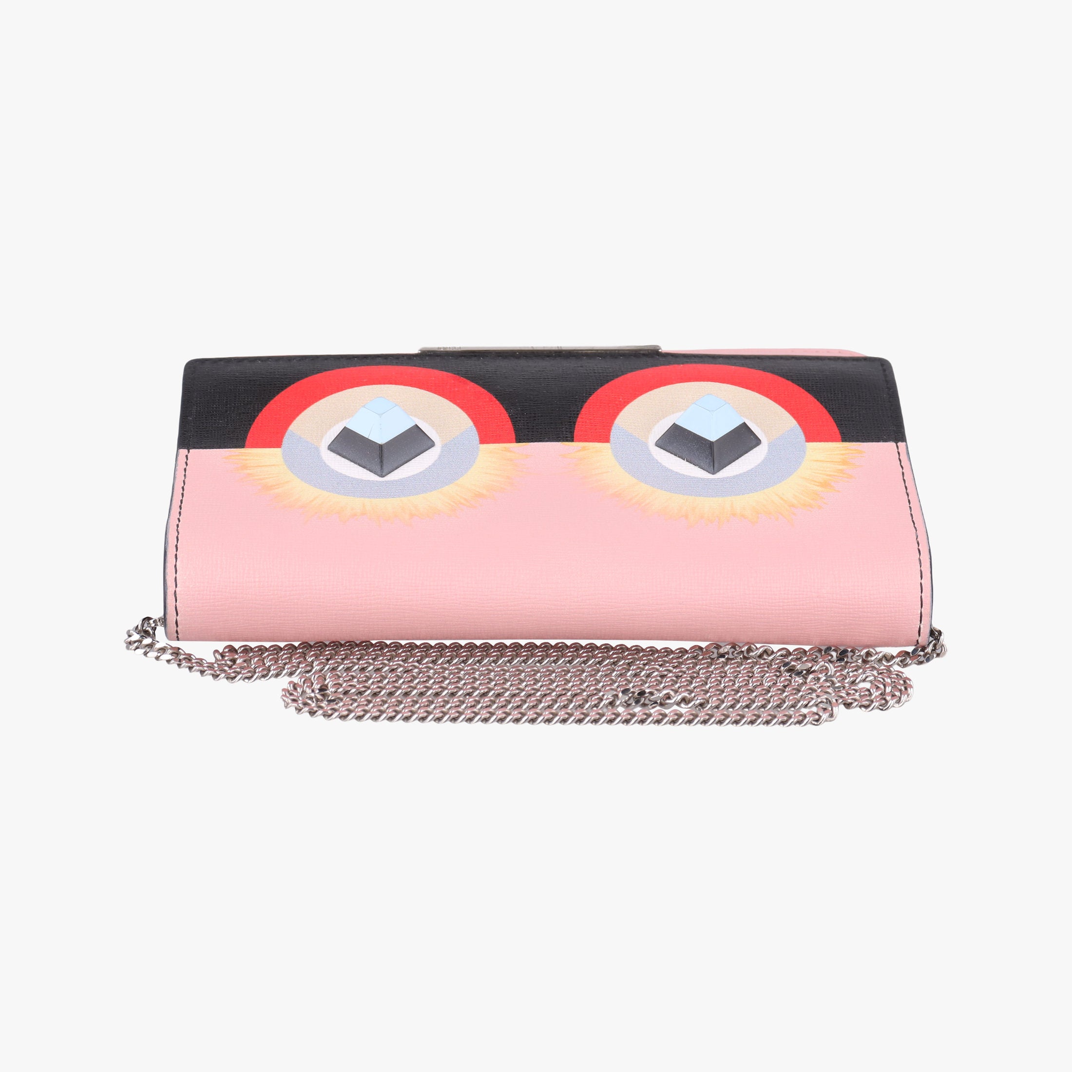Secondhand Fendi Monster Eyes Continental pink×Multicolour Leather 8M0346 shoulderbag | stylenewstar