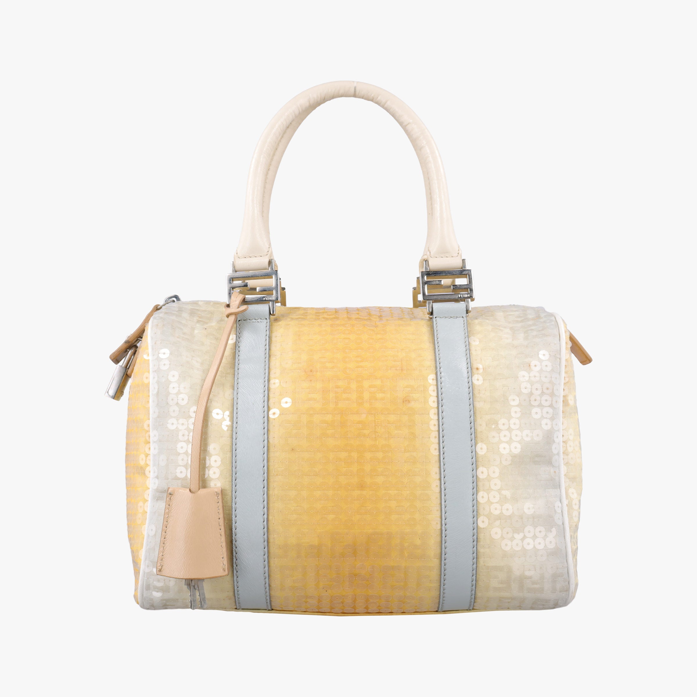 Pre-owned Fendi Zucchino Glitter Logo Yellow×Multicolour sequins 8BL068 handbag | stylenewstar