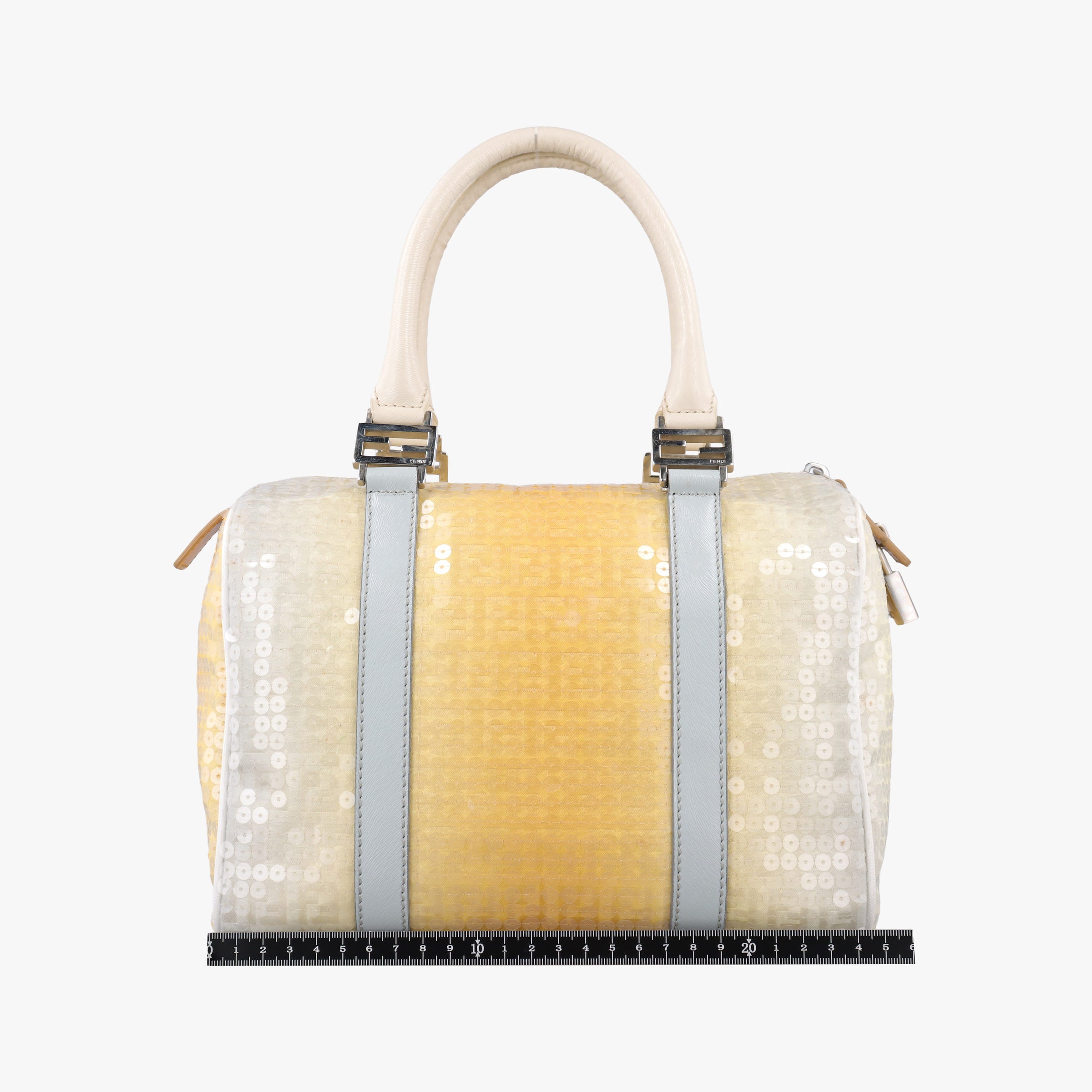 Pre-owned Fendi Zucchino Glitter Logo Yellow×Multicolour sequins 8BL068 handbag | stylenewstar