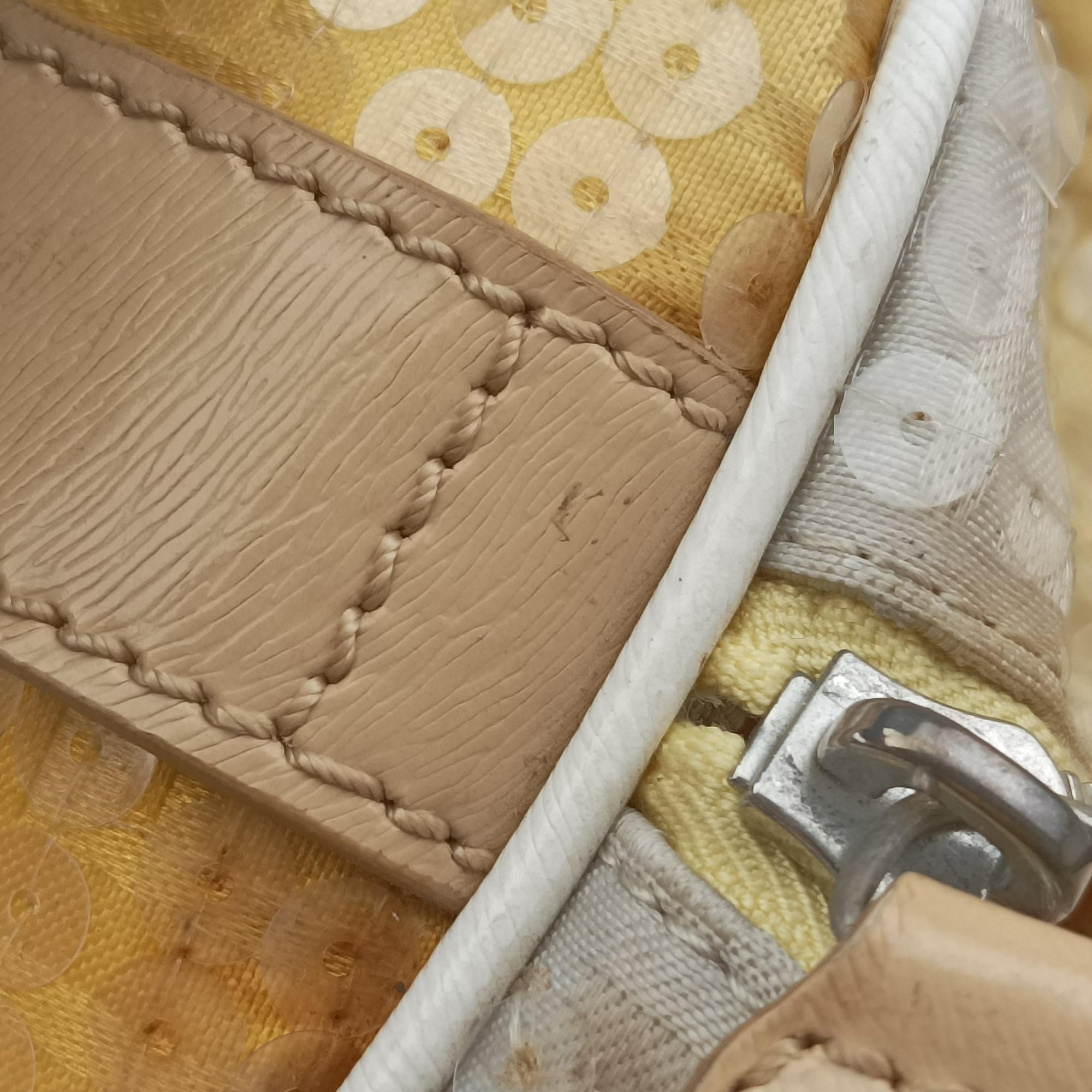 Pre-owned Fendi Zucchino Glitter Logo Yellow×Multicolour sequins 8BL068 handbag | stylenewstar