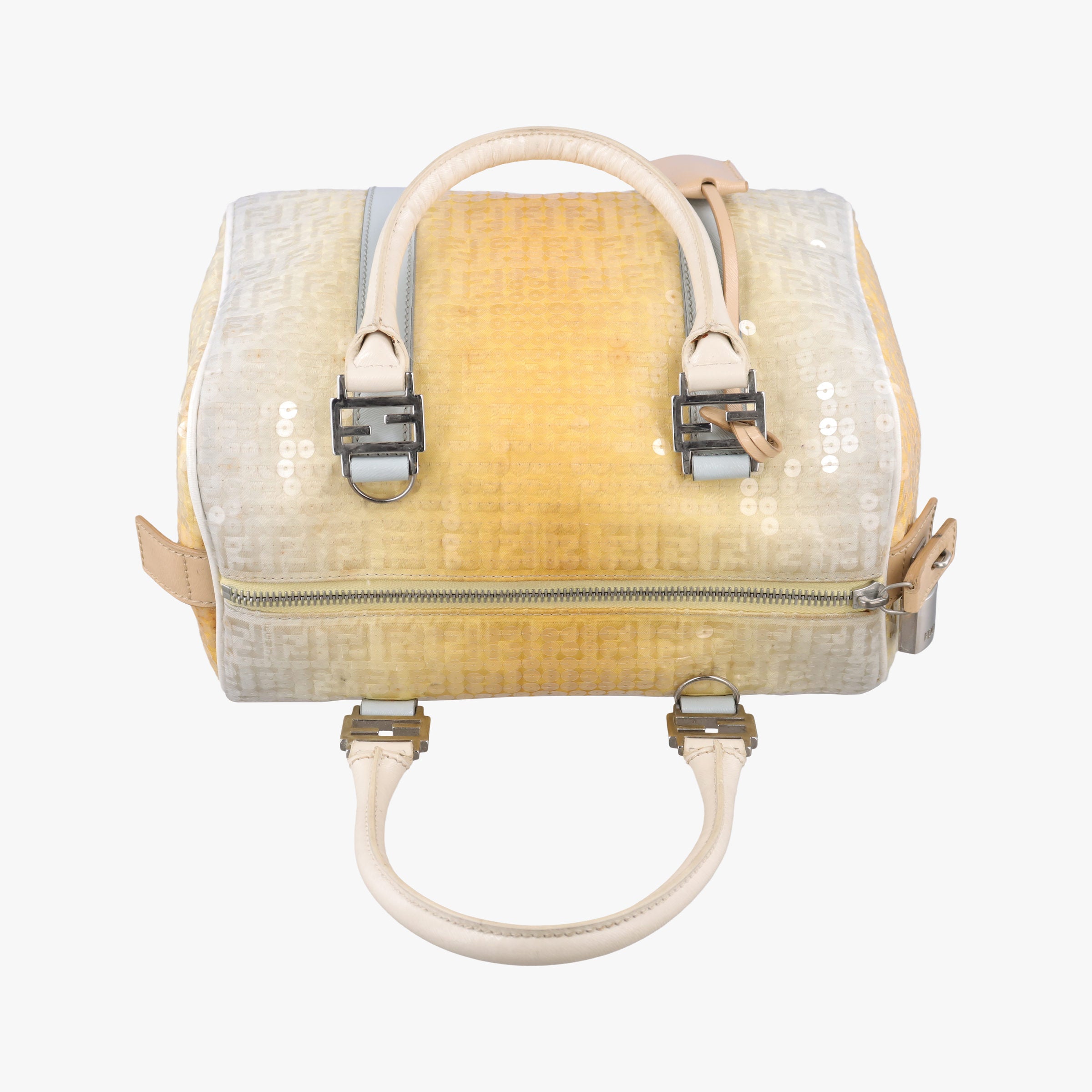 Pre-owned Fendi Zucchino Glitter Logo Yellow×Multicolour sequins 8BL068 handbag | stylenewstar