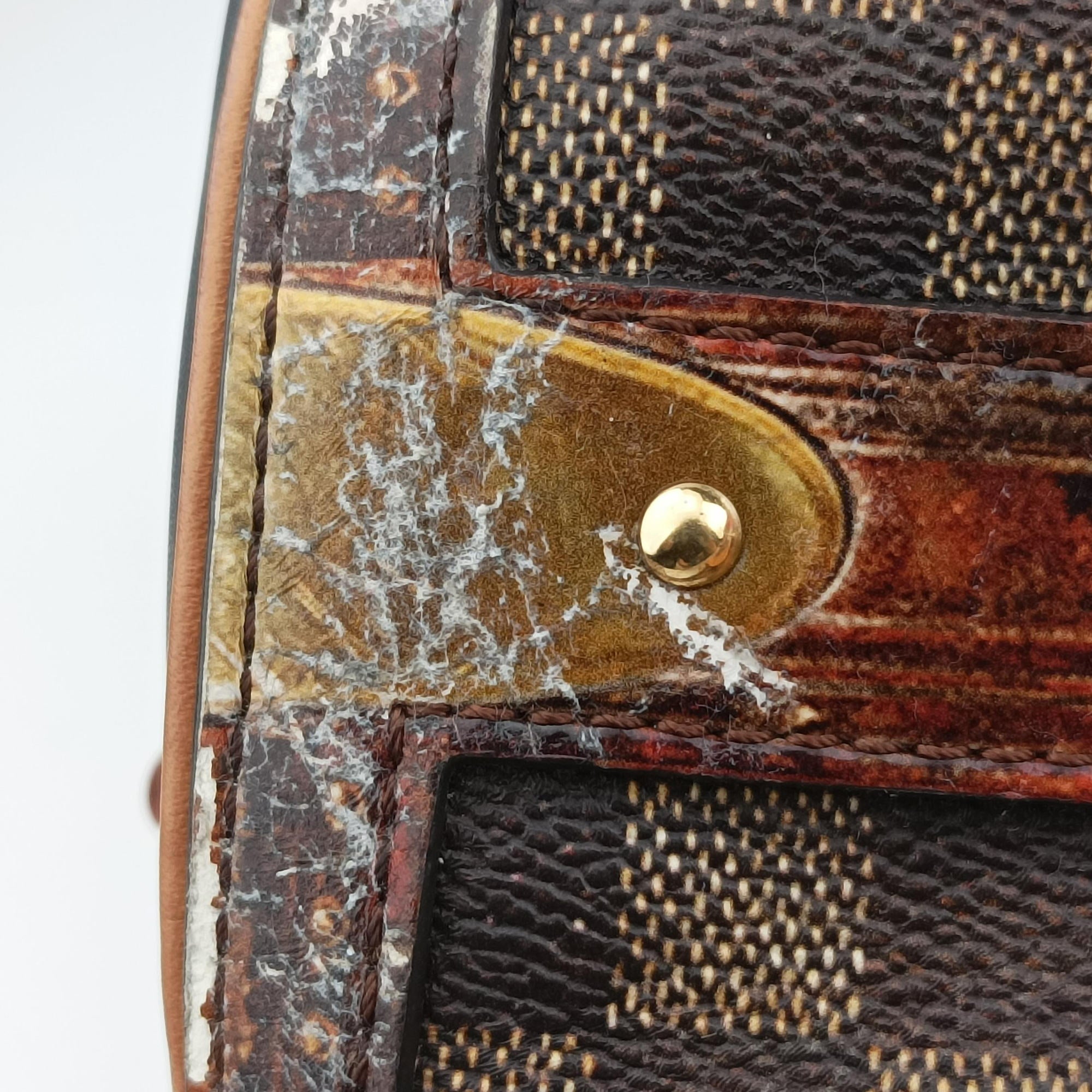 Secondhand Louis Vuitton Time Trunk Speedy Bandouliere 25 Damier Ebene × Rouge Transformed Damier Canvas M52249 shoulderbag | stylenewstar