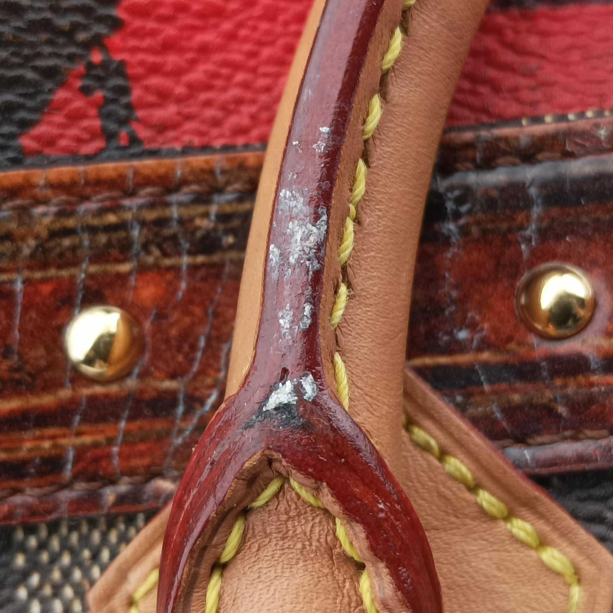 Secondhand Louis Vuitton Time Trunk Speedy Bandouliere 25 Damier Ebene × Rouge Transformed Damier Canvas M52249 shoulderbag | stylenewstar