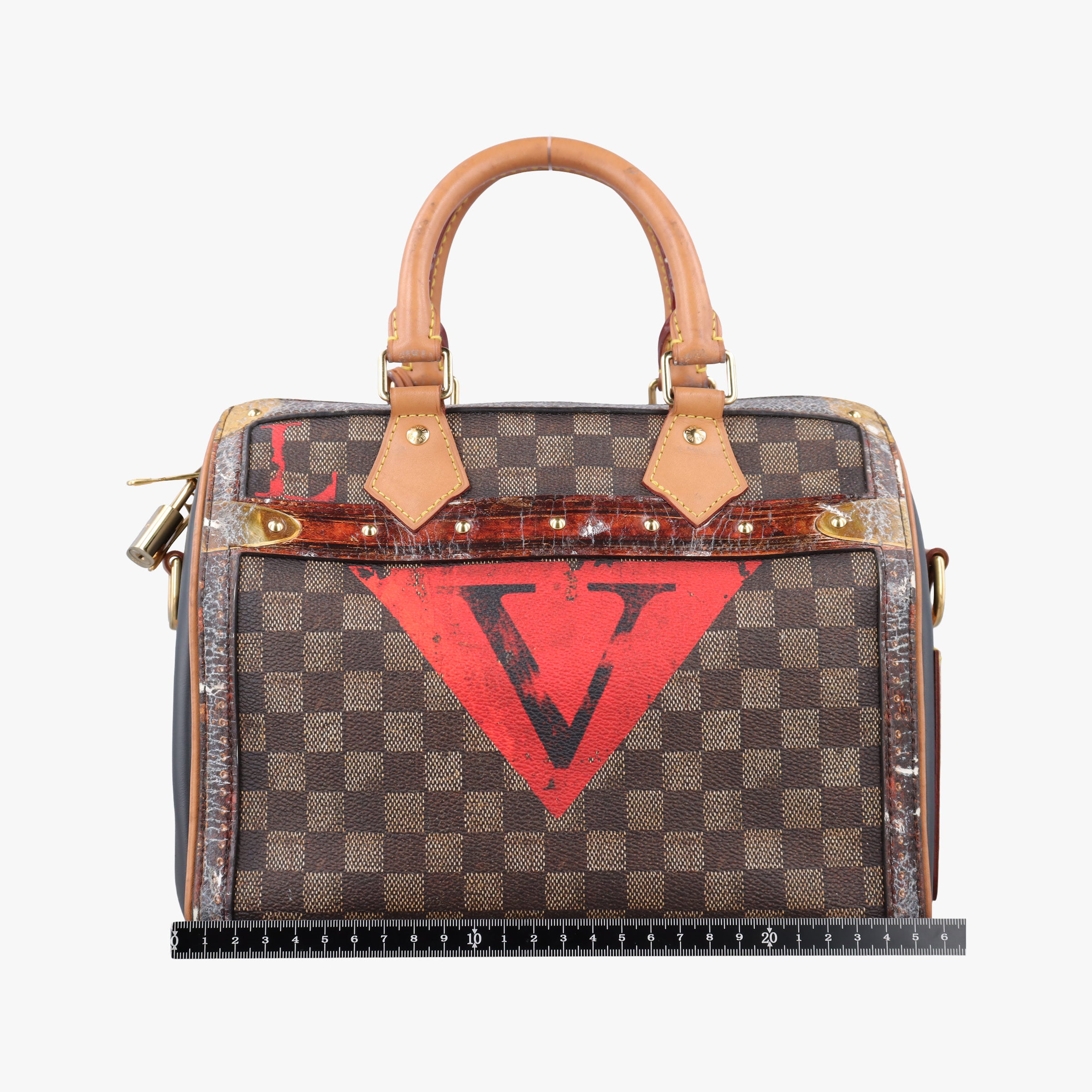 Secondhand Louis Vuitton Time Trunk Speedy Bandouliere 25 Damier Ebene × Rouge Transformed Damier Canvas M52249 shoulderbag | stylenewstar