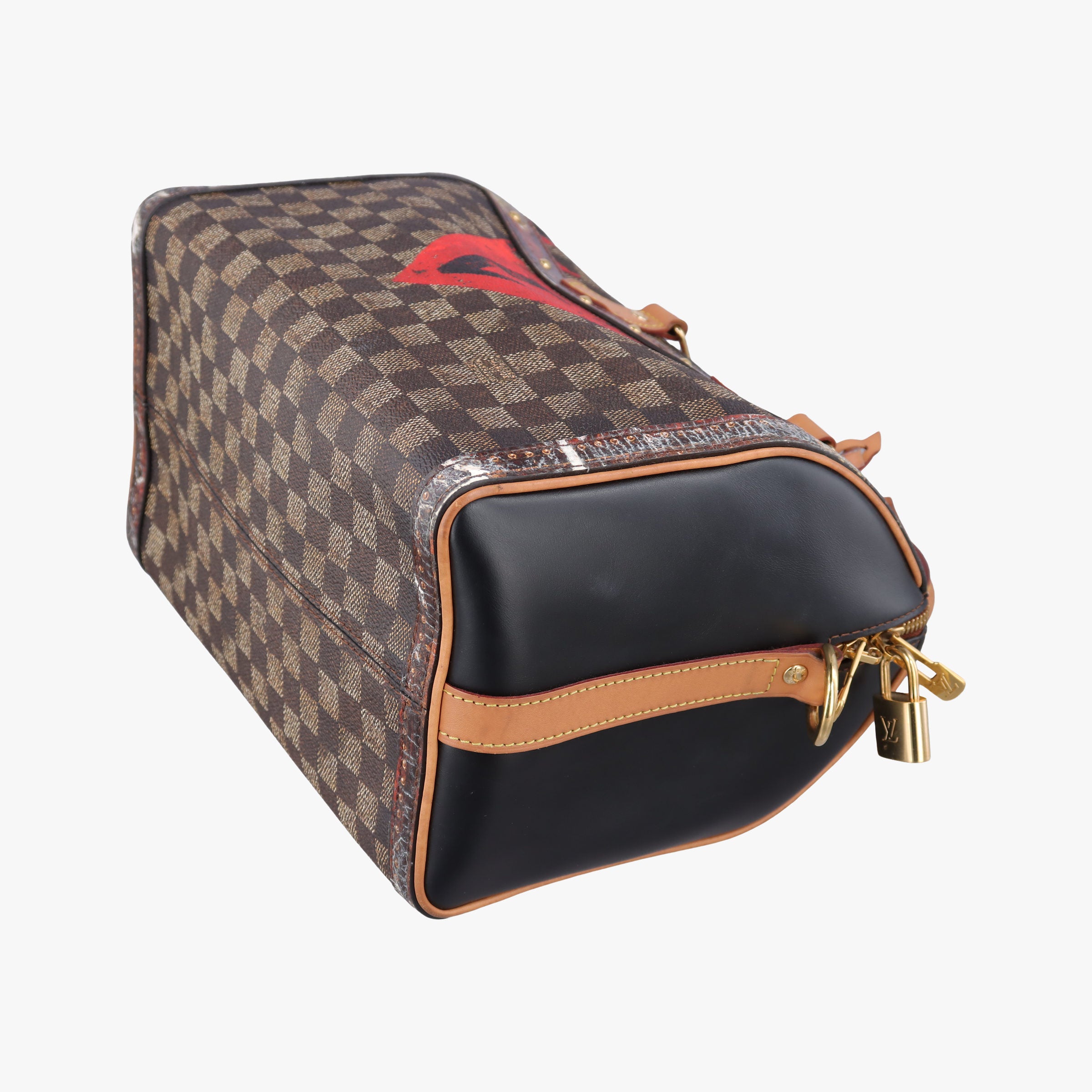 Secondhand Louis Vuitton Time Trunk Speedy Bandouliere 25 Damier Ebene × Rouge Transformed Damier Canvas M52249 shoulderbag | stylenewstar