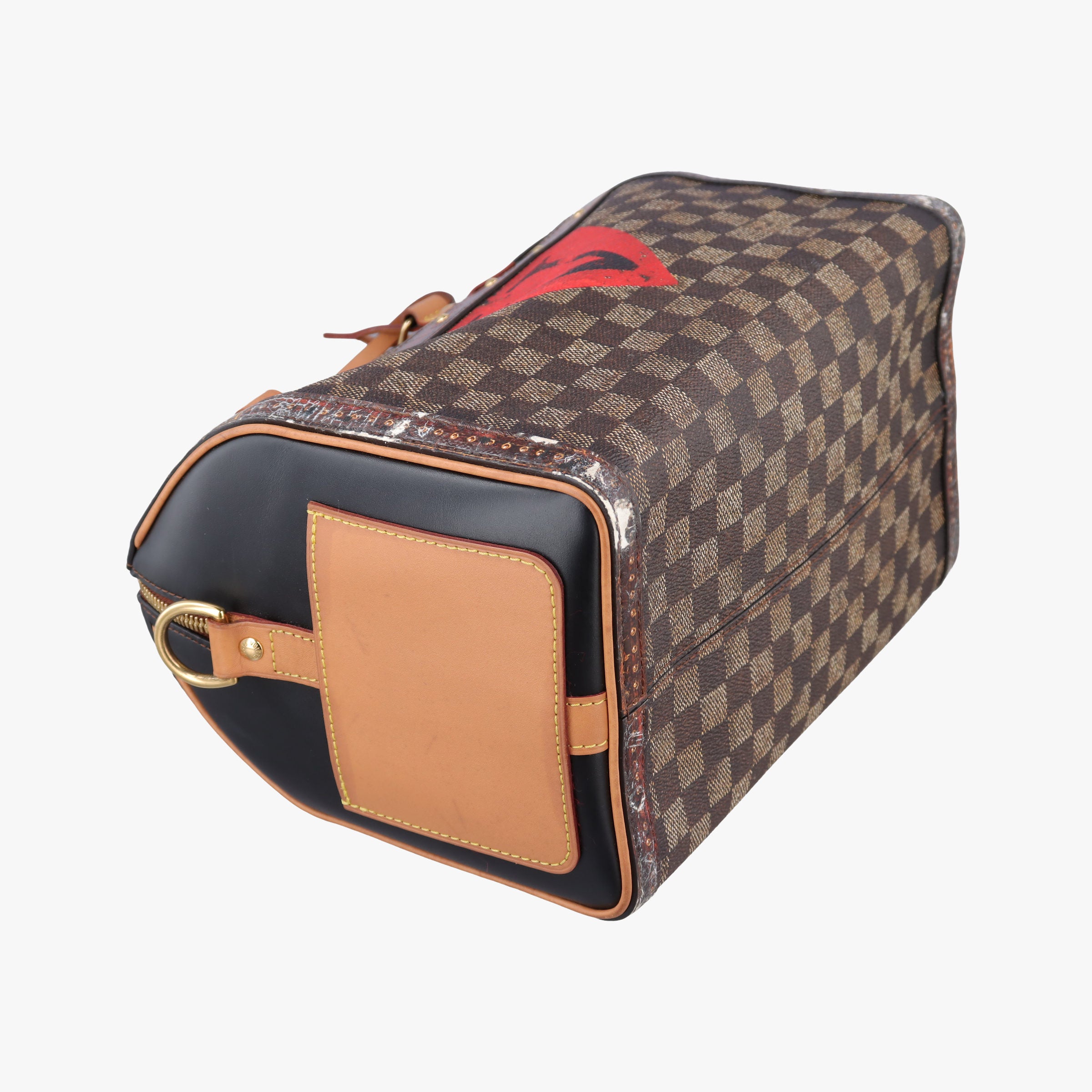 Secondhand Louis Vuitton Time Trunk Speedy Bandouliere 25 Damier Ebene × Rouge Transformed Damier Canvas M52249 shoulderbag | stylenewstar