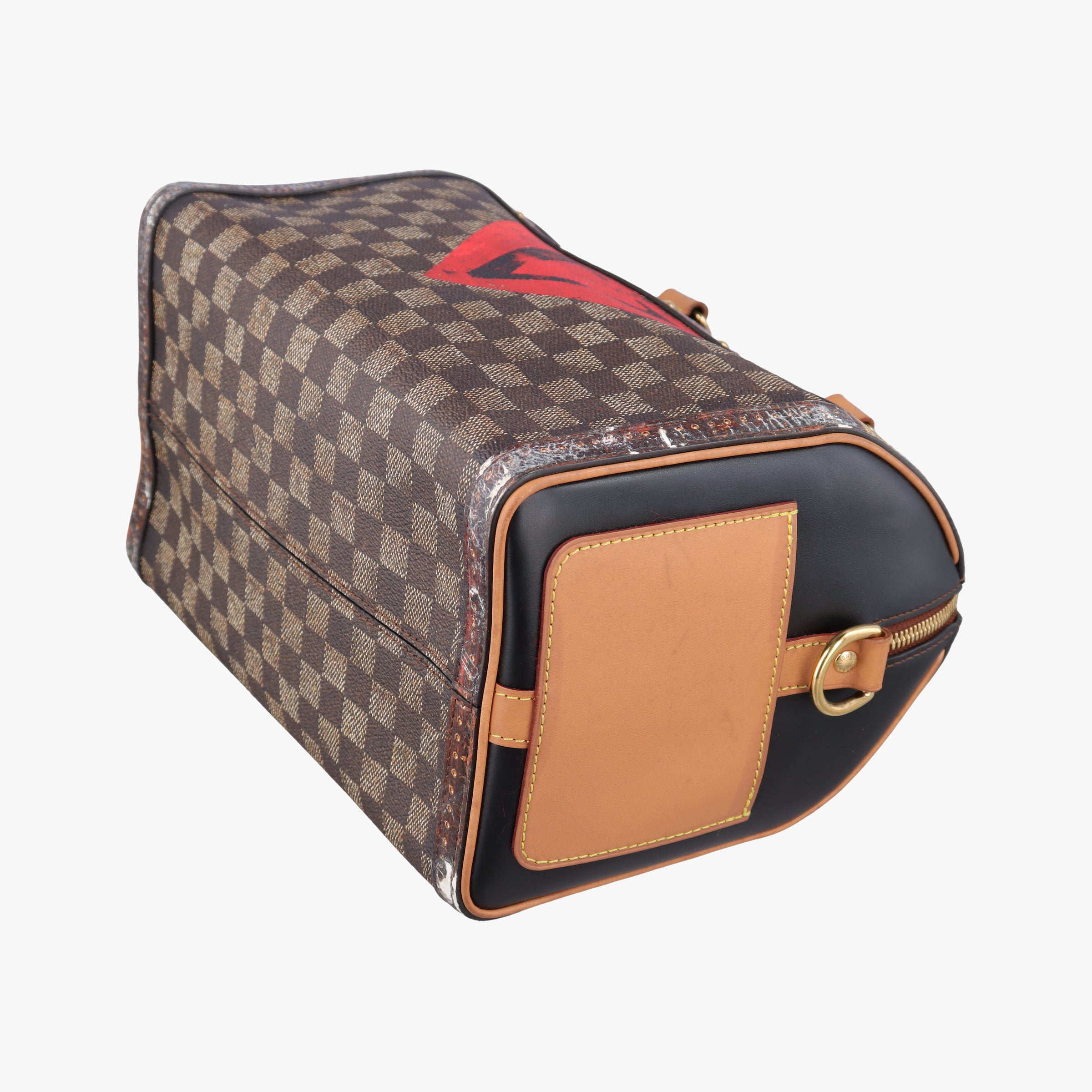 Secondhand Louis Vuitton Time Trunk Speedy Bandouliere 25 Damier Ebene × Rouge Transformed Damier Canvas M52249 shoulderbag | stylenewstar